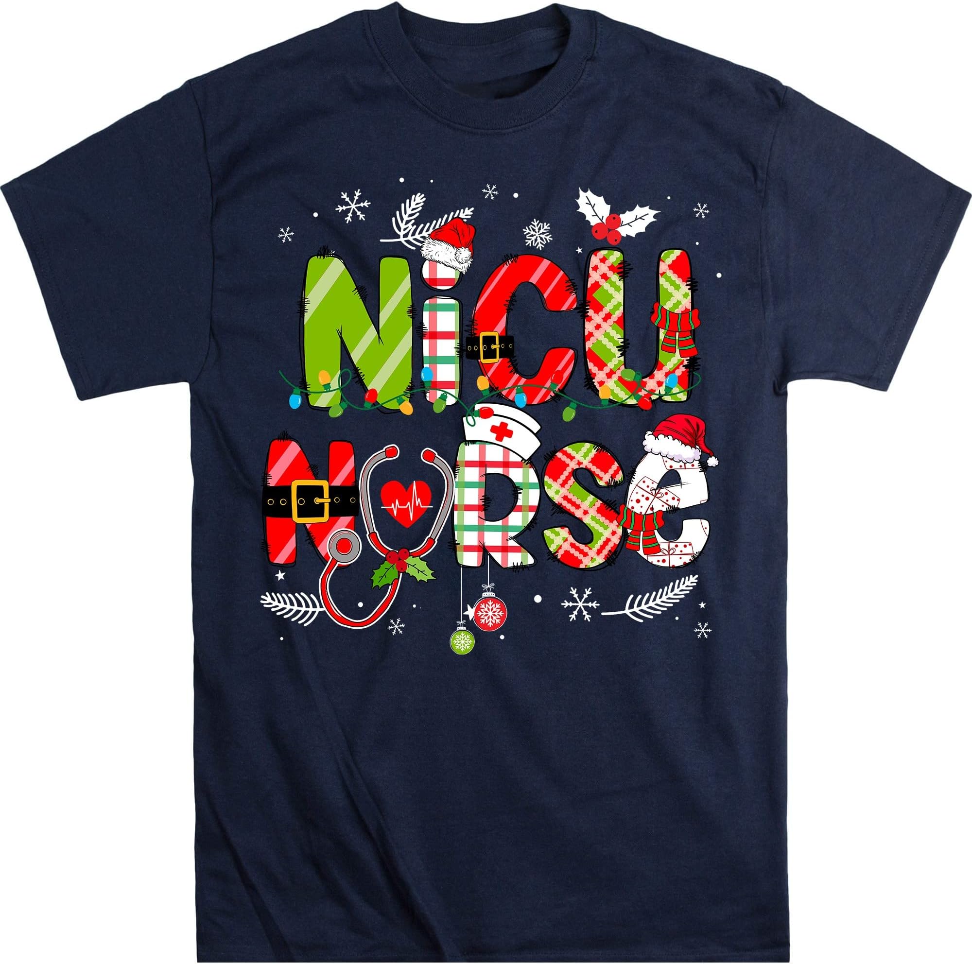 Christmas Nicu Nurse Shirt, Xmas Nicu Nurse Tee Shirt, Christmas Nicu Nurse Shirt, Gift for Nurse – Navy/3X-Large