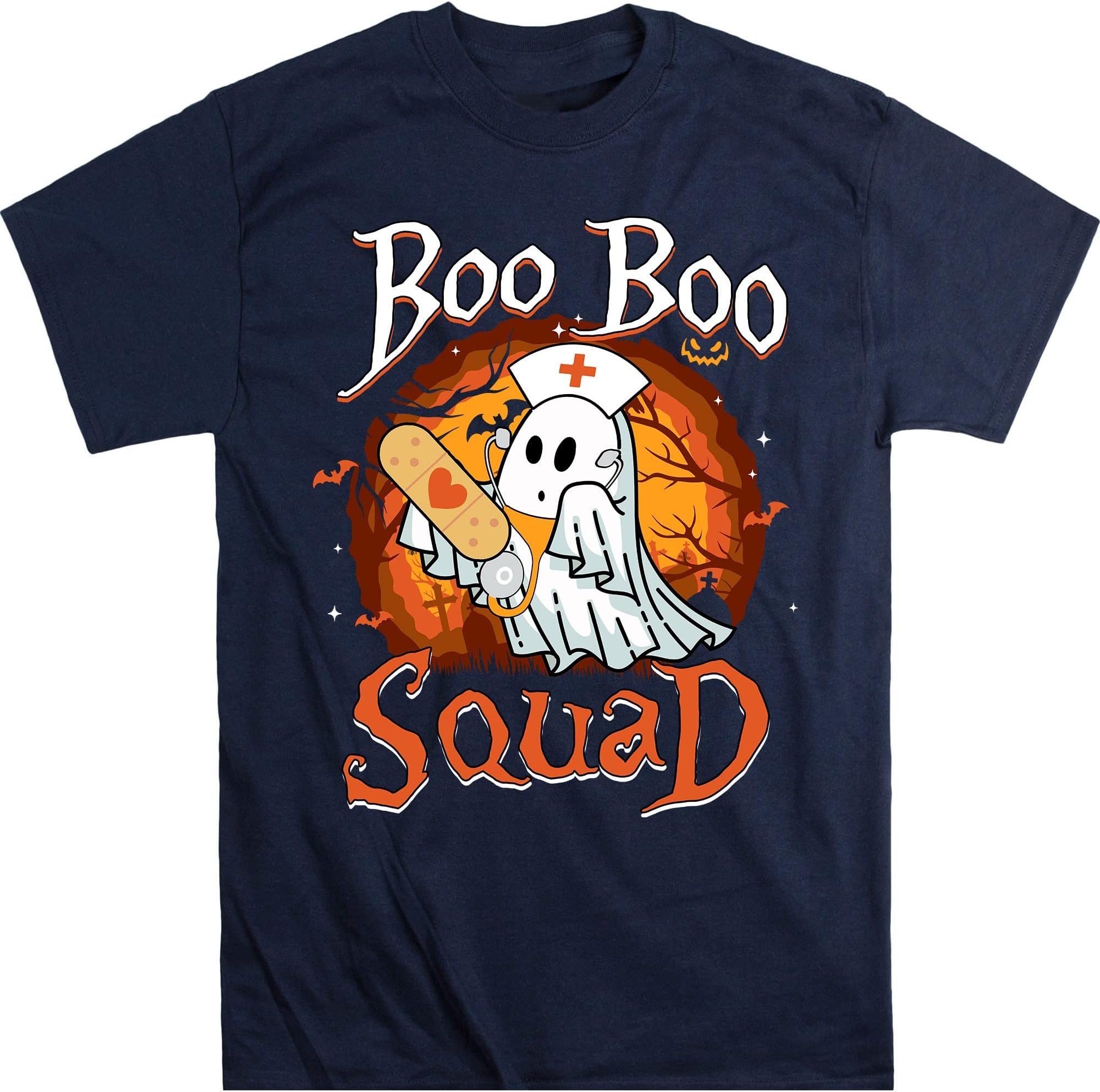 Boo Boo Squad Nurse Halloween Shirt, Halloween Boo Shirt, for Nurse Shirt, Funny Halloween Shirt, Halloween – Navy/X-Large