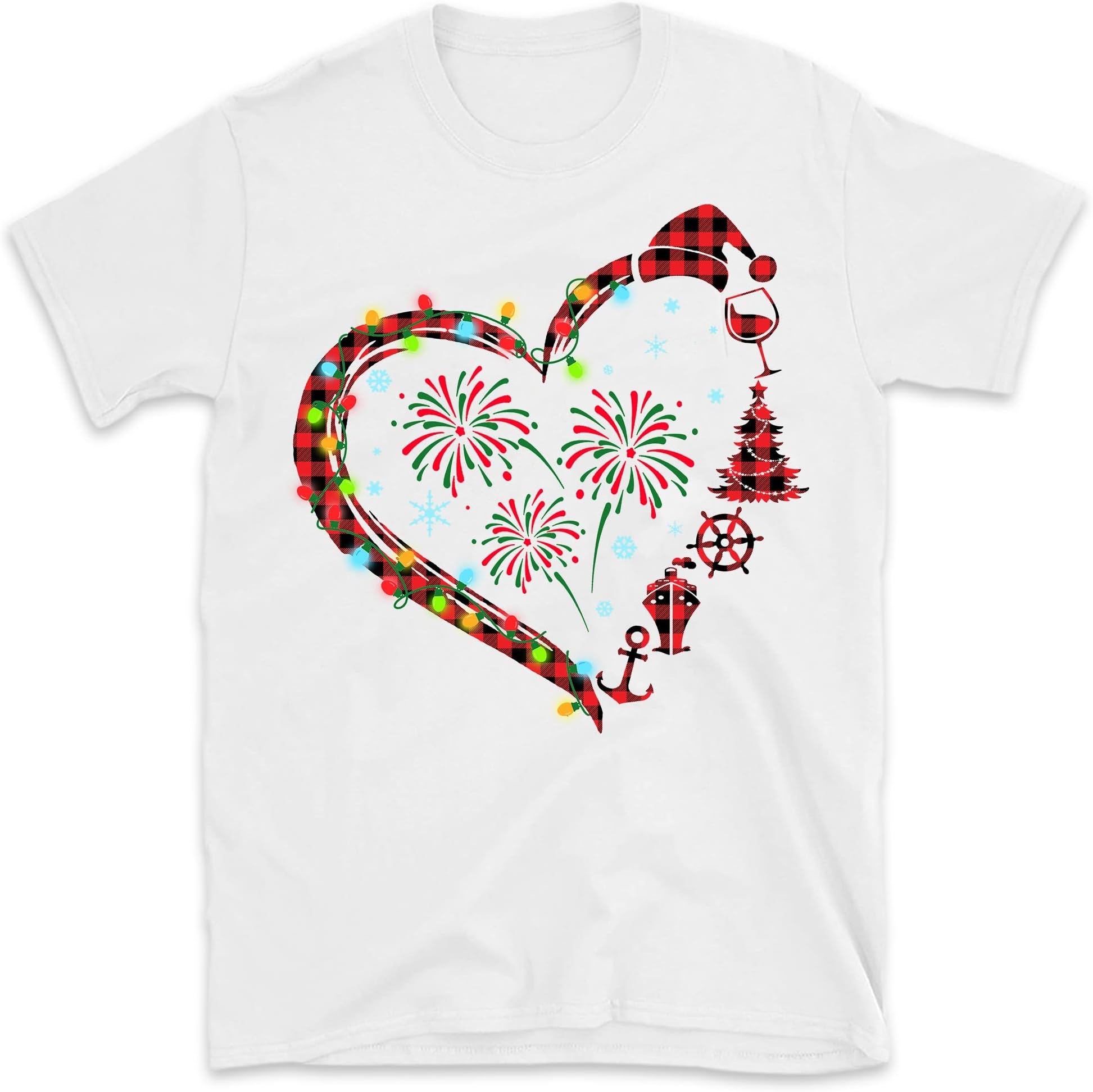 Cruise Distressed Heart Christmas Shirt, Cruise Life Christmas Shirt, Cruise Vacation Xmas, Family Cruise Matching Shirt,Cruise Santa Tee Multicolored