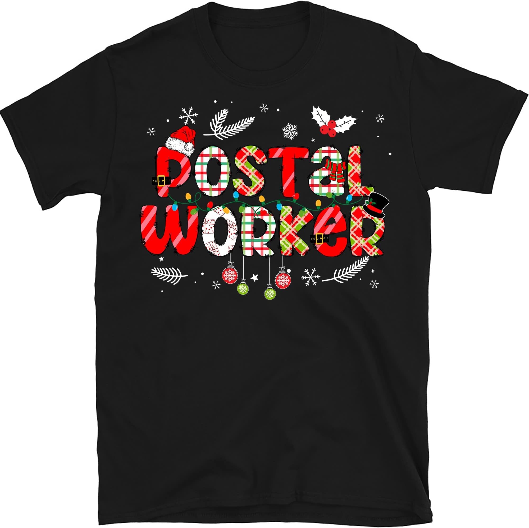 Merry Postal Worker Shirt, Christmas Postal Carrier Worker Shirts, Mail Woman Men Shirt, Gift for Mail Woman, Christmas Mail – Black/3X-Large