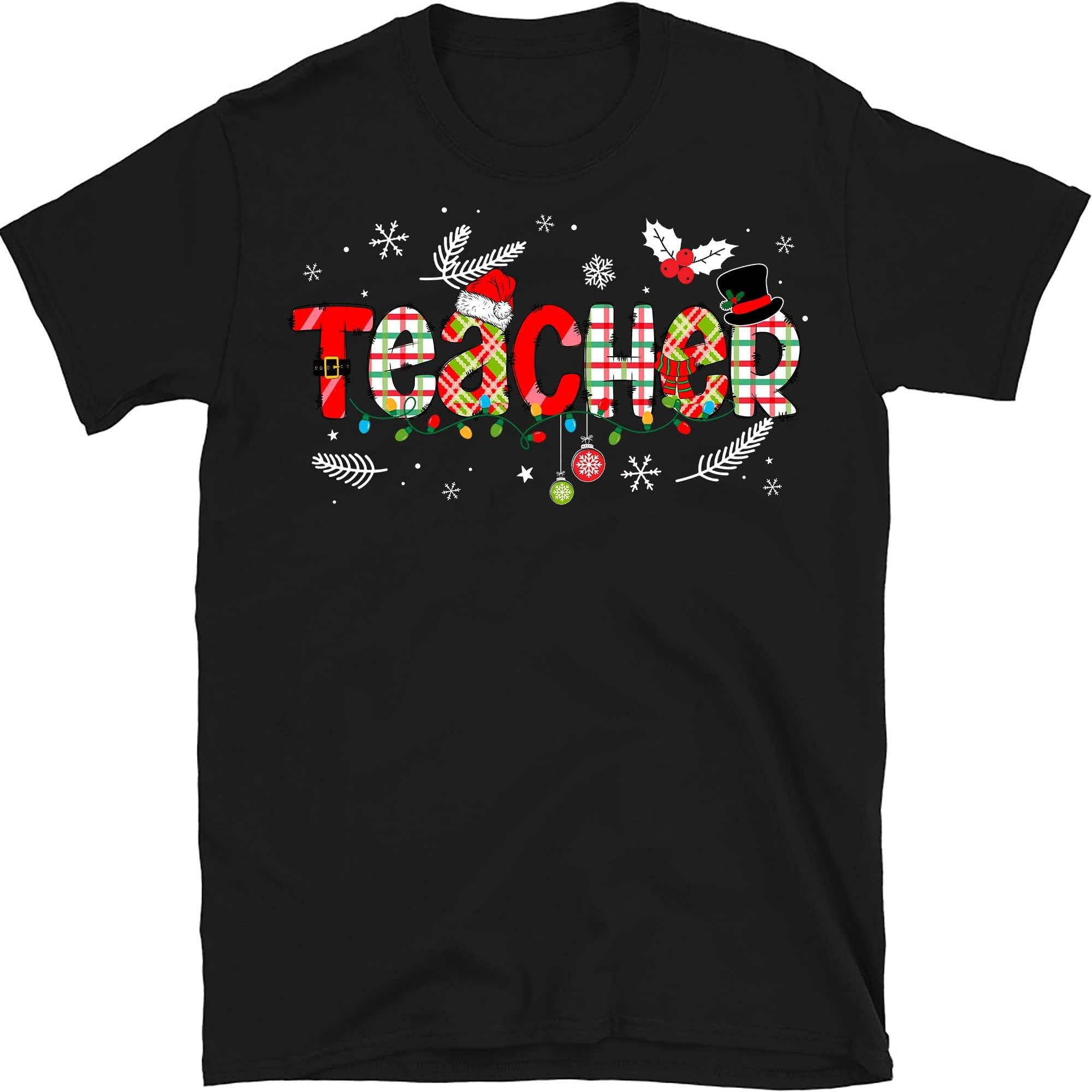 Teacher Christmas Shirt, Christmas Teacher Tee, Teacher Shirt, Field Trip Shirts for Teachers, Christmas Light Shirt for Teachers – Black/3X-Large