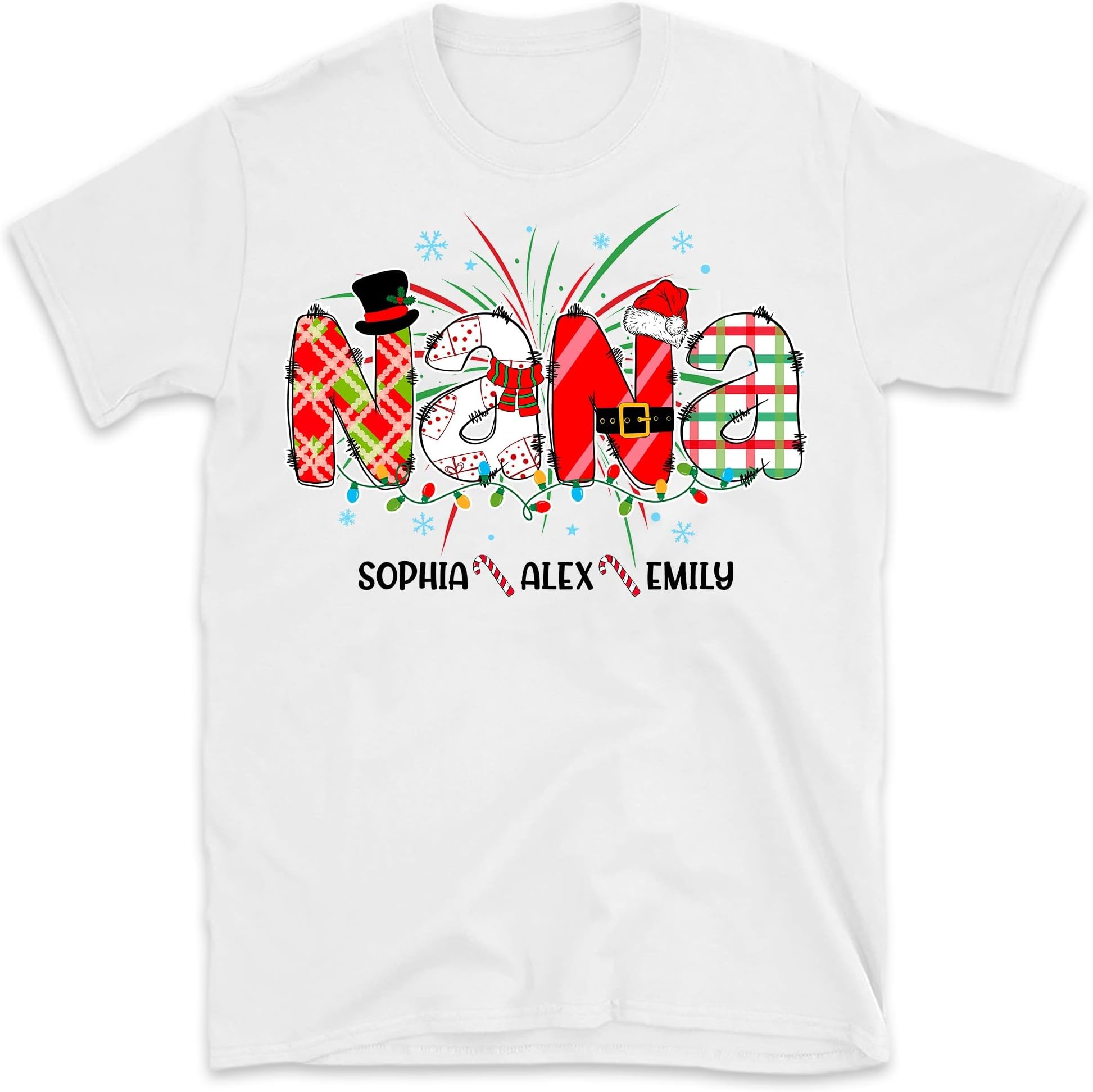 Mimi Christmas Shirt, Customized Mimi, Personalized Grandkids Gift, Mimi's Favorite Batch, Gingerbread Kids Shirt Multicolored
