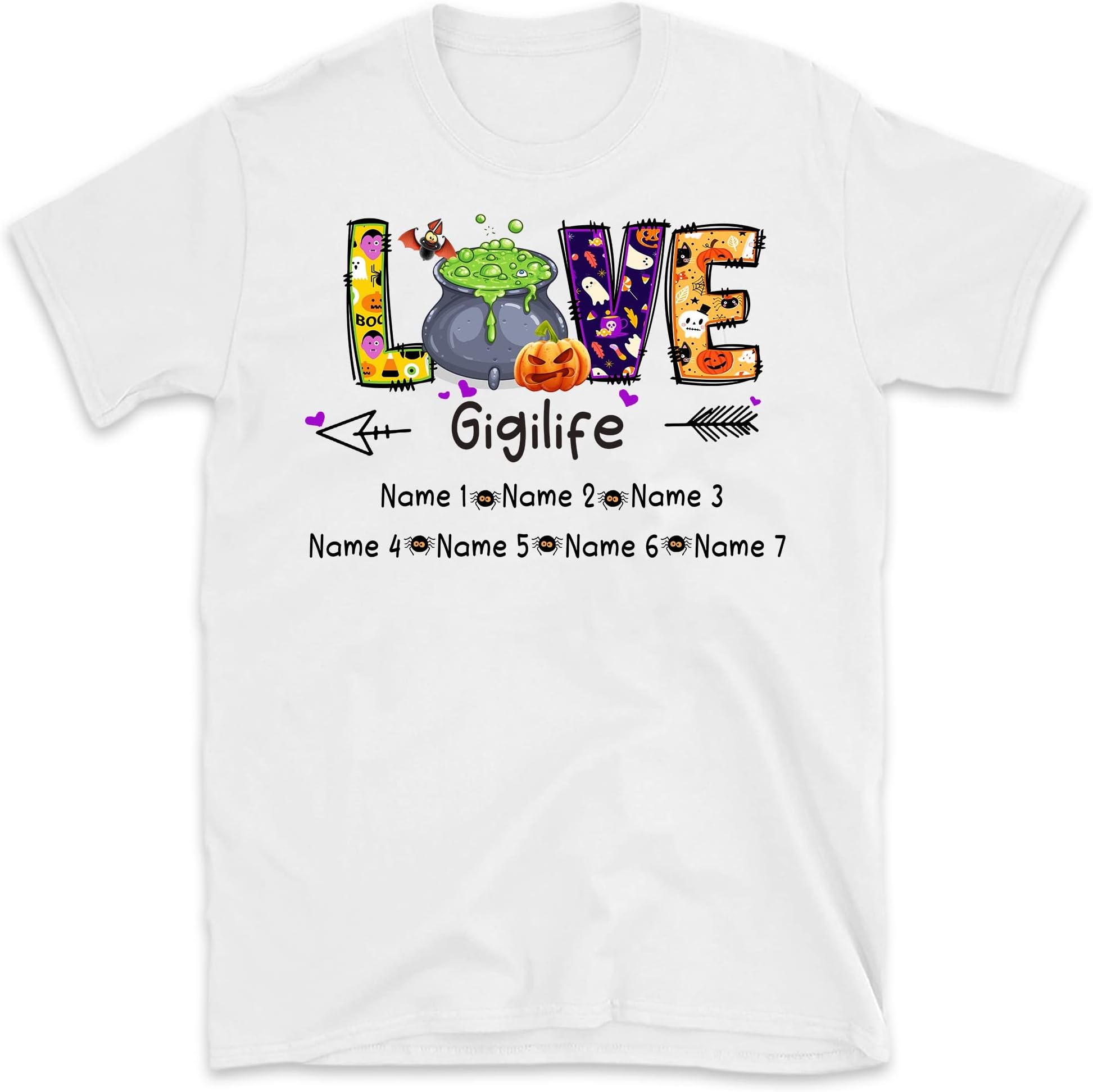 Personalized Love Grandma Life Fall Shirt, Custom Grandma Mimi Tee with Kidnames, Autumn Pumpkin Halloween Thanksgiving Shirt