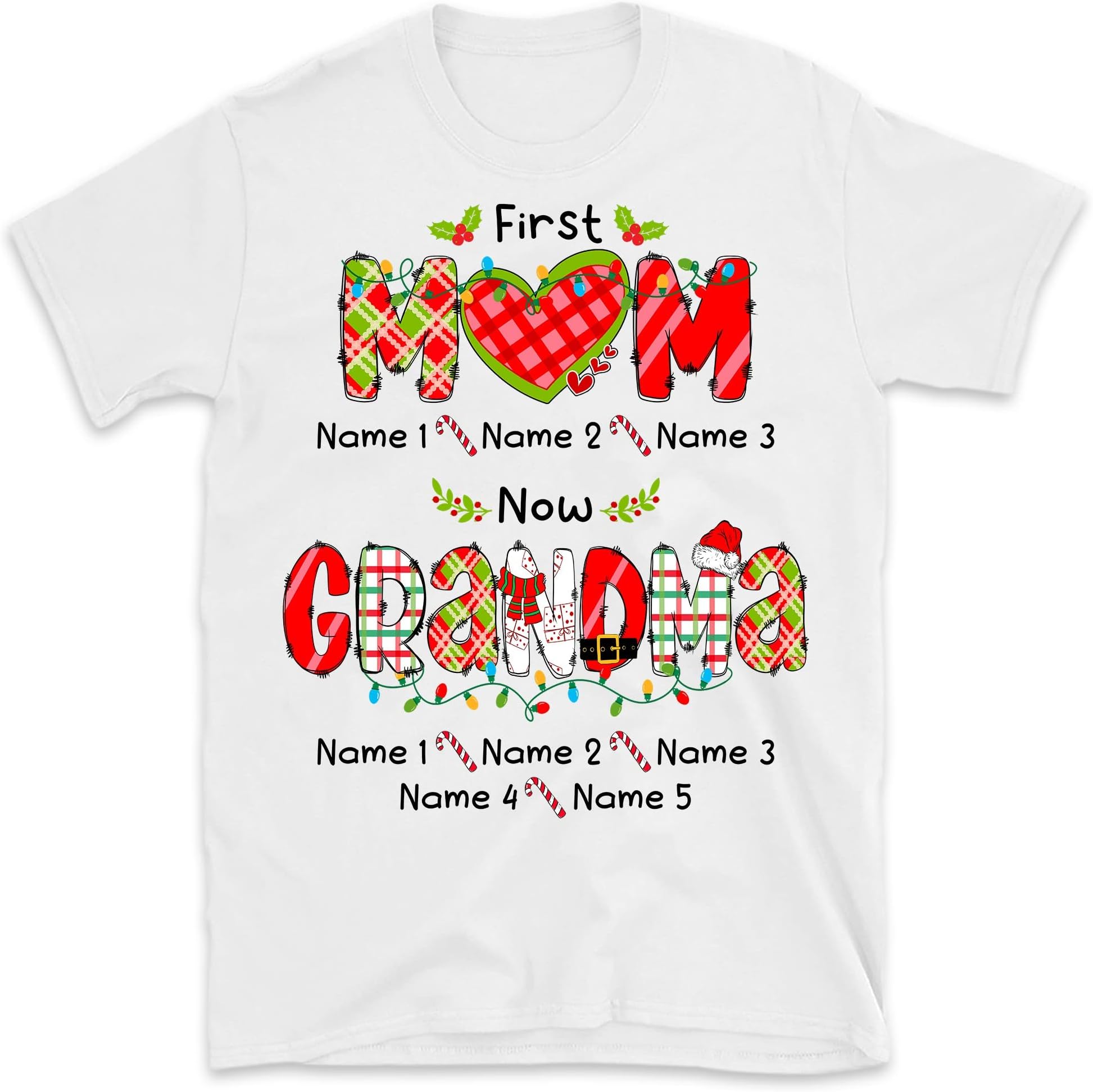 Personalized Mom and Grandma Est Christmas Shirt, Nana Witch Hat, Proud to Be Grandma, Christmas Mimi Mother Shirt Multicolored