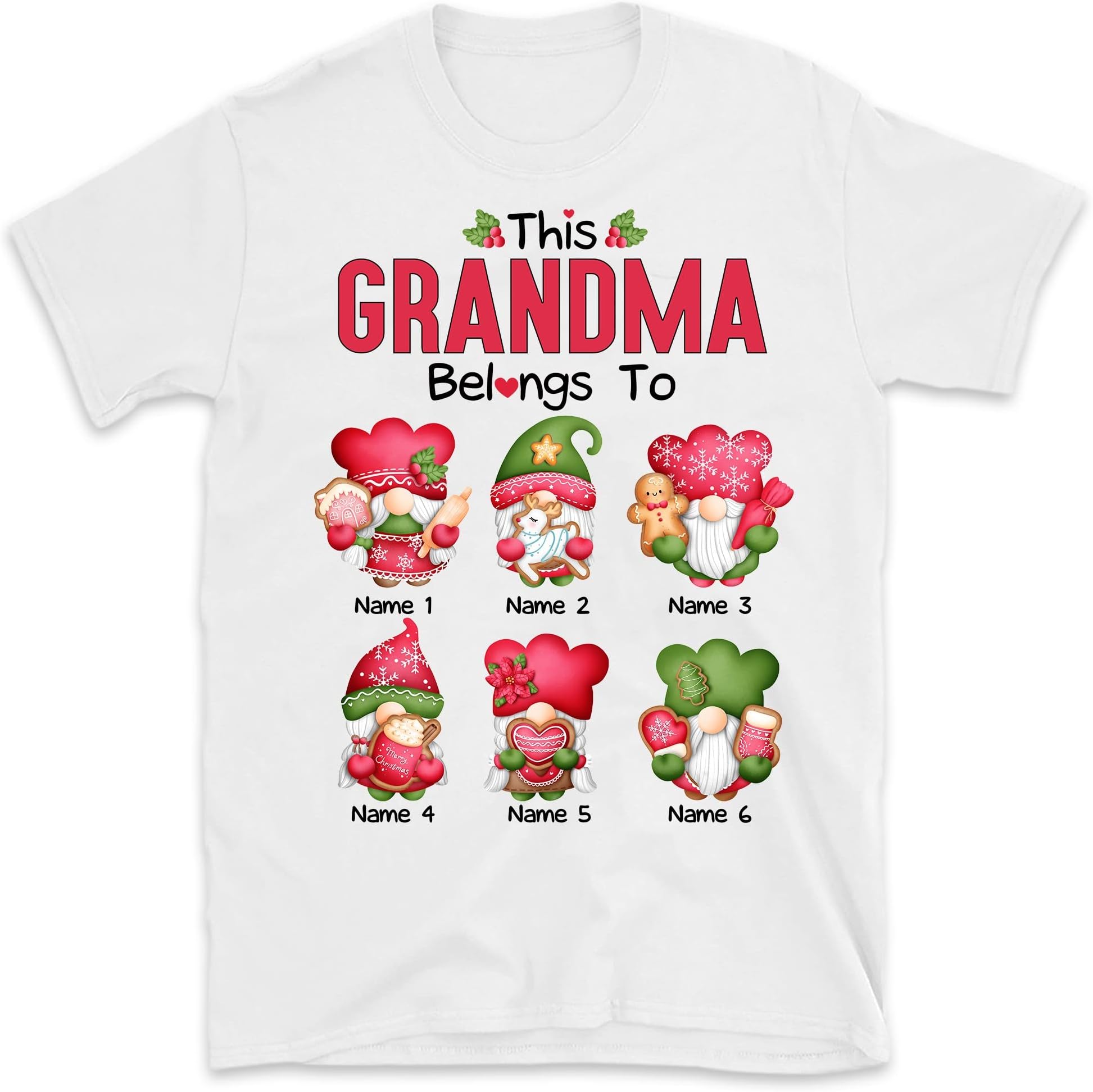 This Grandma Belongs to Gnome Christmas Shirt, Customized Mimi Gift, Personalized Grandkids Gift, Mimi's Kids Shirt Multicolored