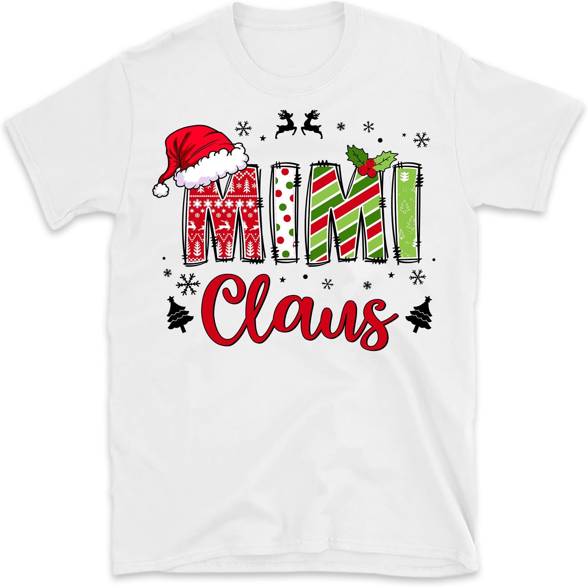 Mimi Claus T-Shirt, Nana Christmas Shirt, Grandmother Christmas Tshirt, Grandma Christmas Shirt, Matching Family Christmas Shirts Multicolored
