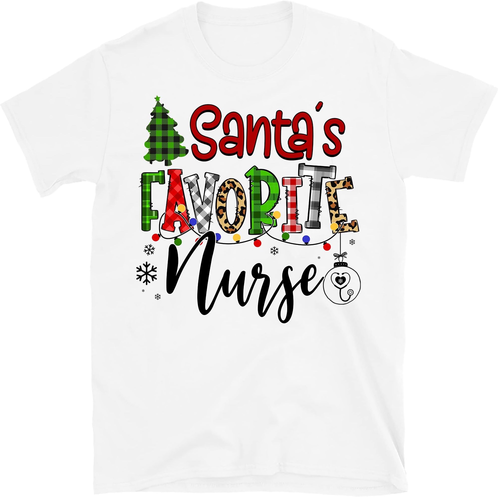 Santa's Favorite Nurse Shirt, Nurse Shirt, Nurse Life Shirt, Cute Santa Tee, Christmas Shirt, Merry Christmas Shirt – White/Medium