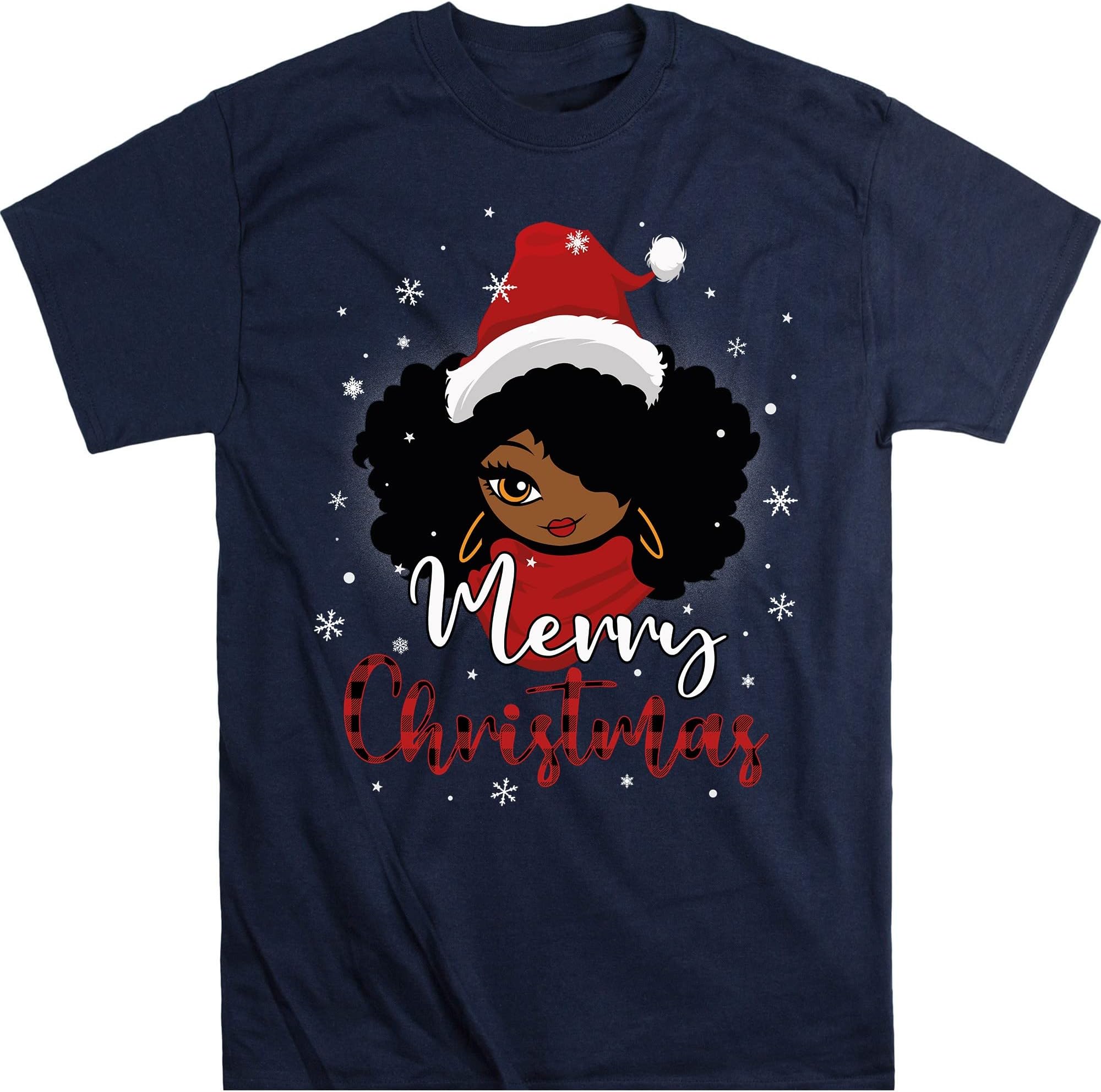 Merry Christmas Black Girl Shirt, African Girl, BLM Shirt – Navy/3X-Large