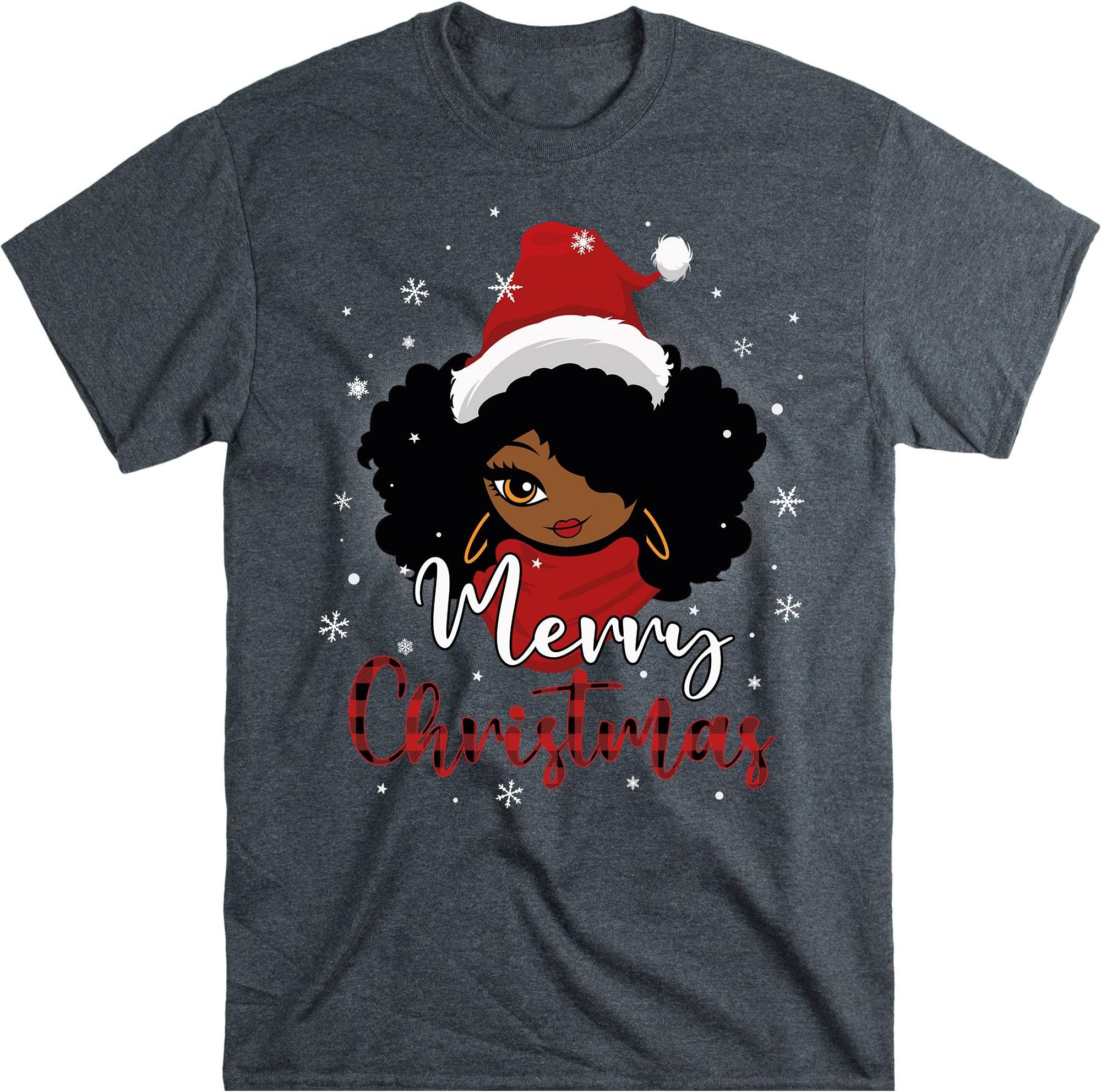 Merry Christmas Black Girl Shirt, African Girl, BLM Shirt – Dark Heather/3X-Large