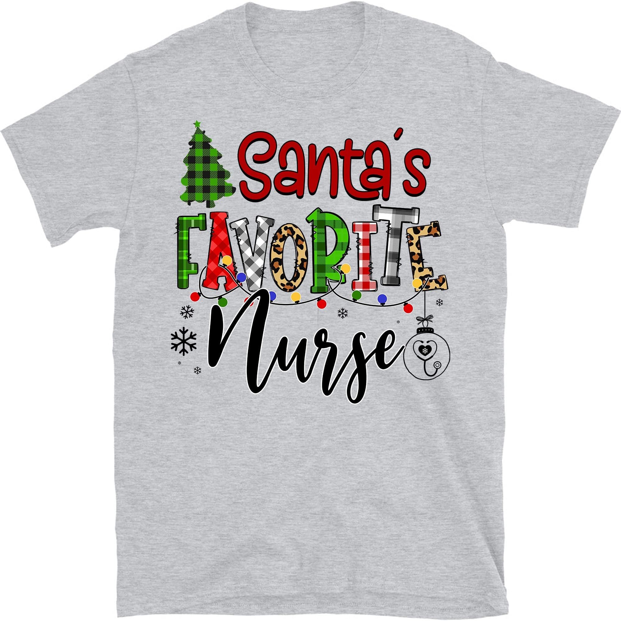 Santa's Favorite Nurse Shirt, Nurse Shirt, Nurse Life Shirt, Cute Santa Tee, Christmas Shirt, Merry Christmas Shirt – Sport Grey/XX-Large
