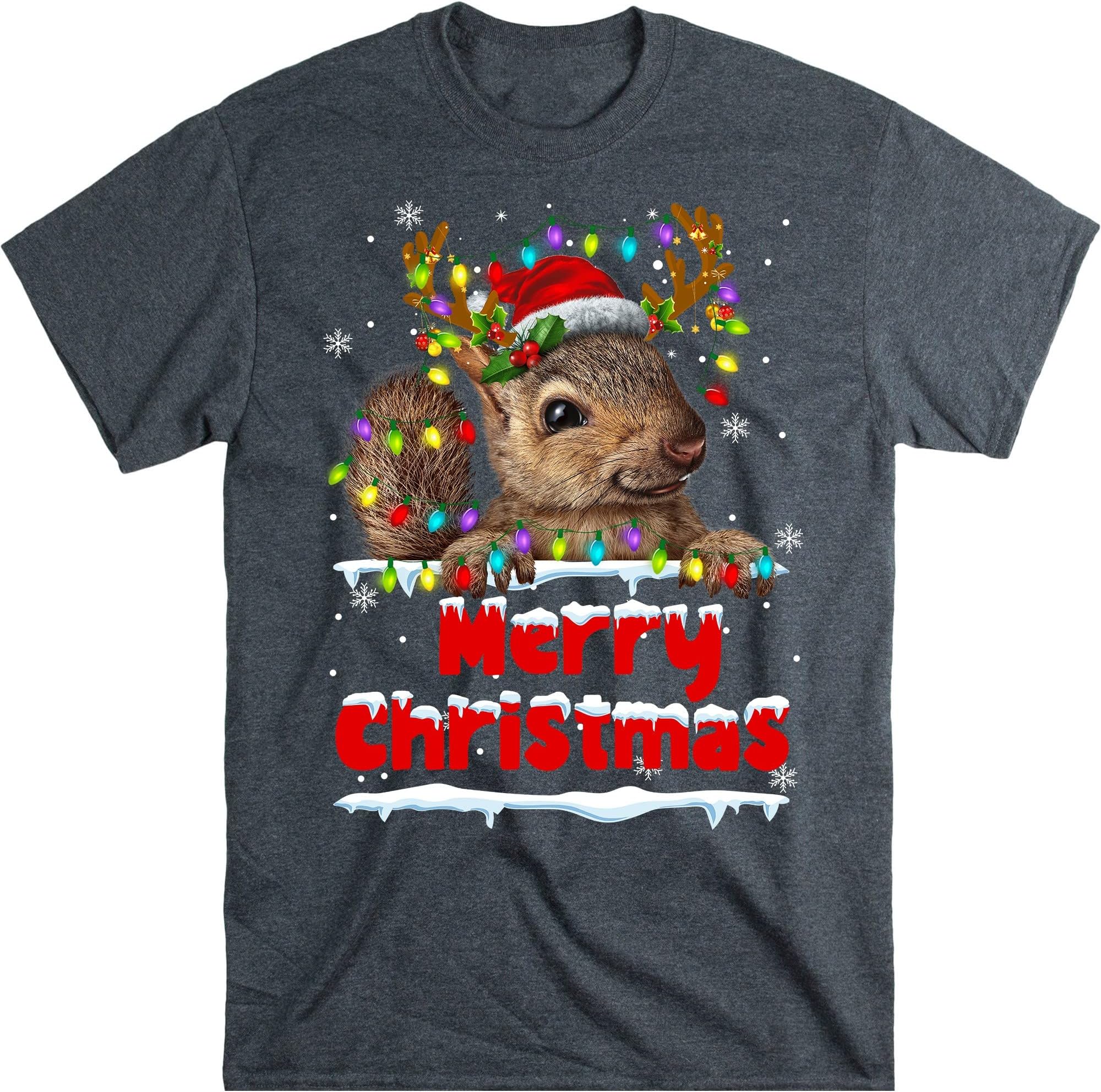 Christmas Squirrel Lights Shirt, Christmas Shirt, Funny Christmas Shirt, Shirt, for Her – Dark Heather/Small