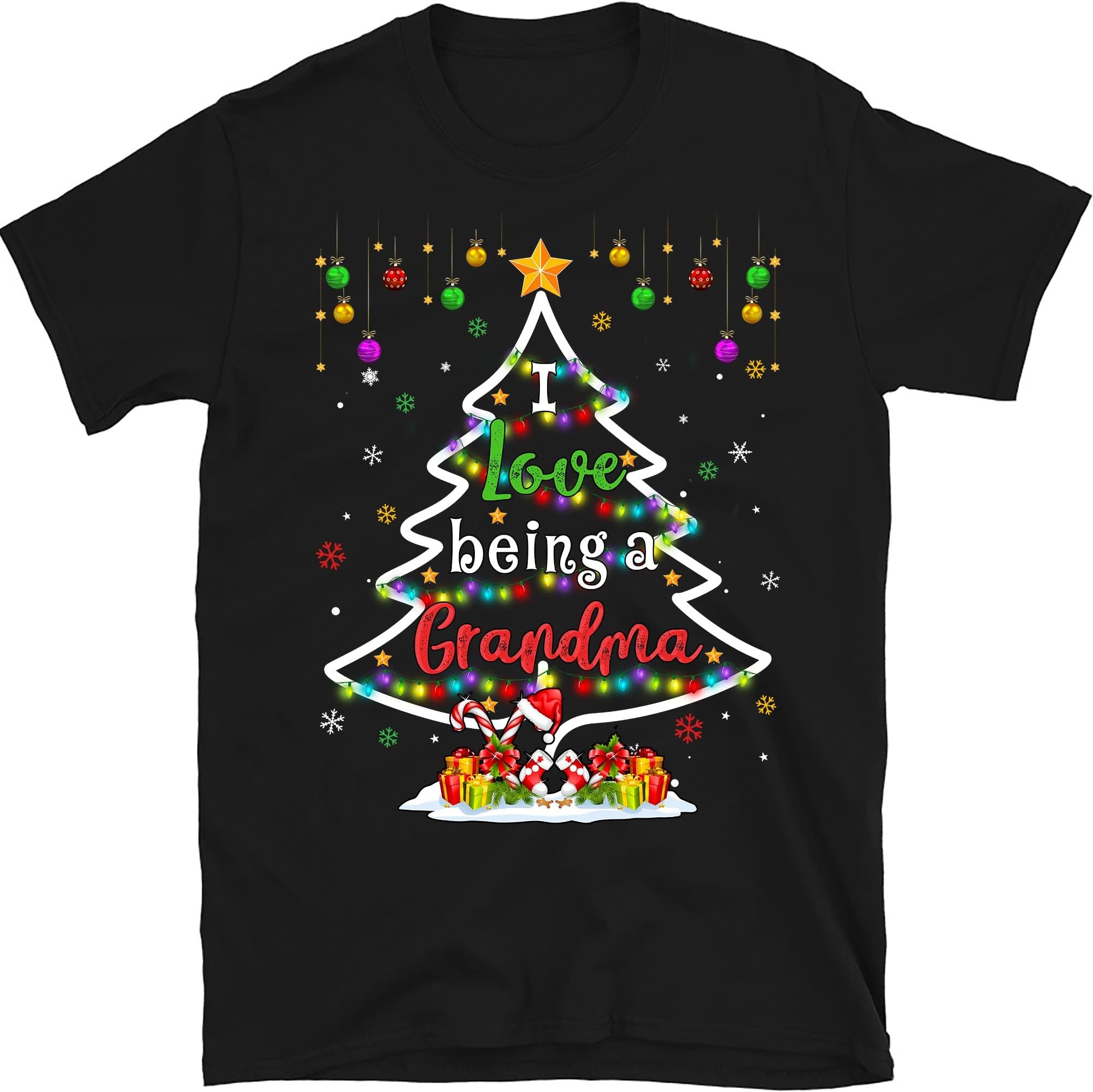 Christmas Grandma T-Shirt, Nana Christmas Lights, Nana Christmas Tree Shirt, Granny Xmas Shirt – Black/X-Large