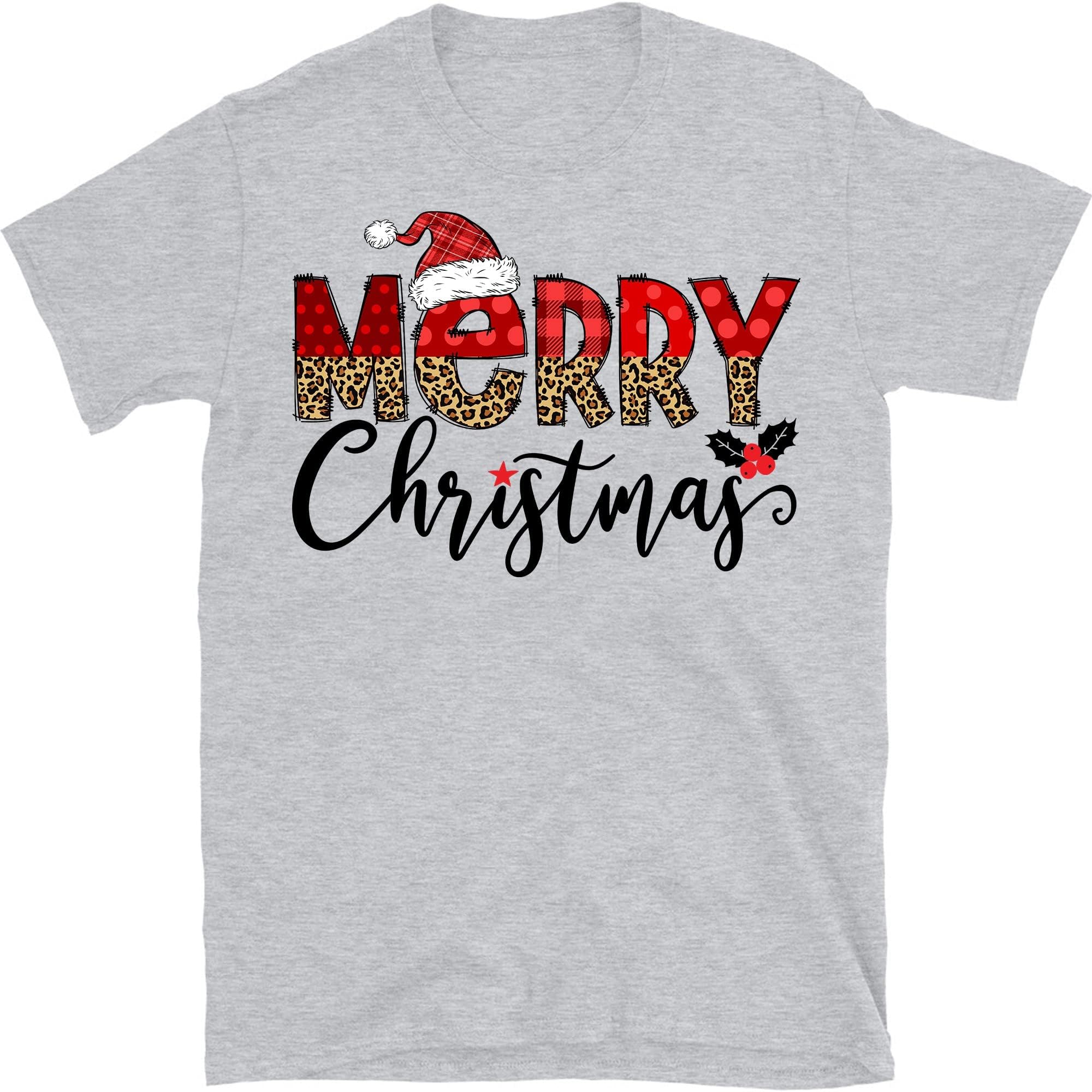 Buffalo Plaid Merry Christmas Shirt, Merry Christmas Shirt, Christmas T-Shirt, Leopard Plaid, Cheetah Shirt, Holiday Apparel – Sport Grey/Medium