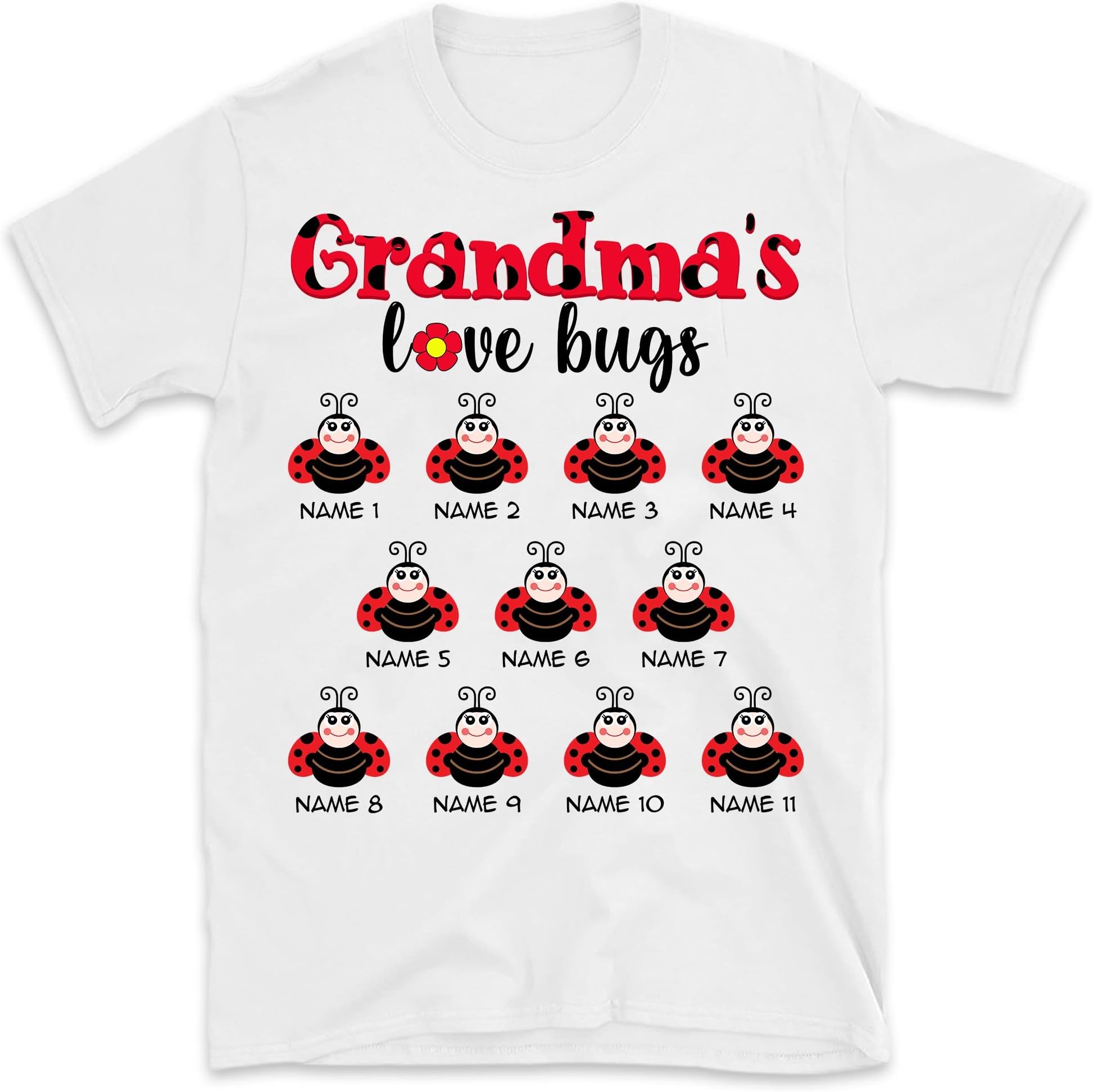 Grandmas Love Bugs Shirt, Gift for Grandma, Gift from Grandkid, Grandma Shirt, Personalized Grandma Shirt, Grandma Shirt with Grandkids Name Multicolored