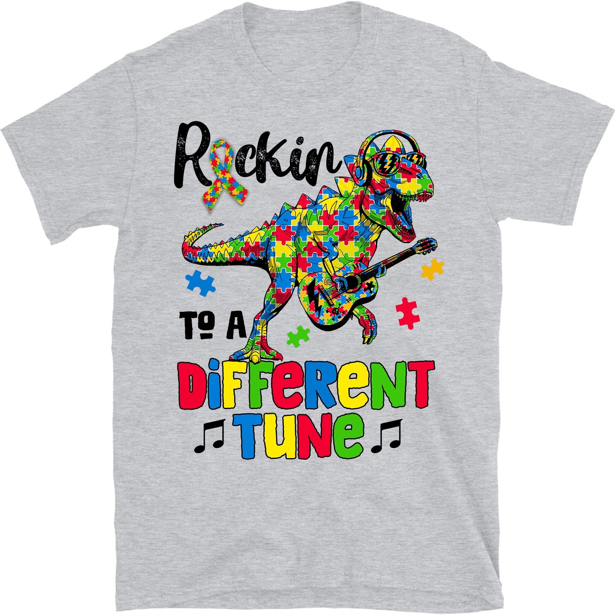 Rockin to a Different Tune Autism Awereness T-Shirts Men, Woman, Kids Birthday T Shirts – Sport Grey/Medium