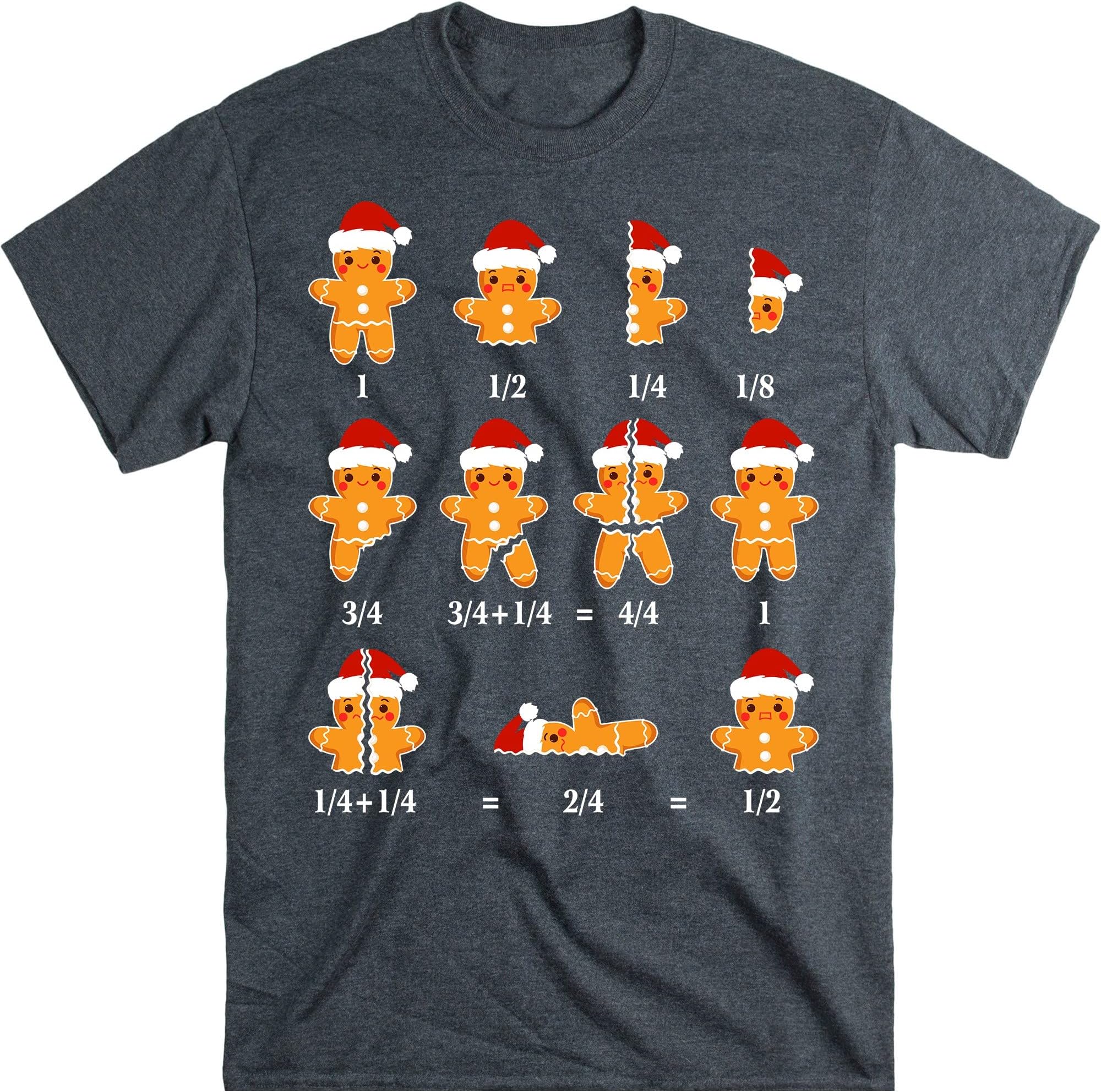 Math Teacher Shirt, Christmas Math Teacher Shirt, for Teacher, Equation Gingerbread Shirts,Cookie Santa Hat Shirt,Xmas Pajama – Dark Heather/Large