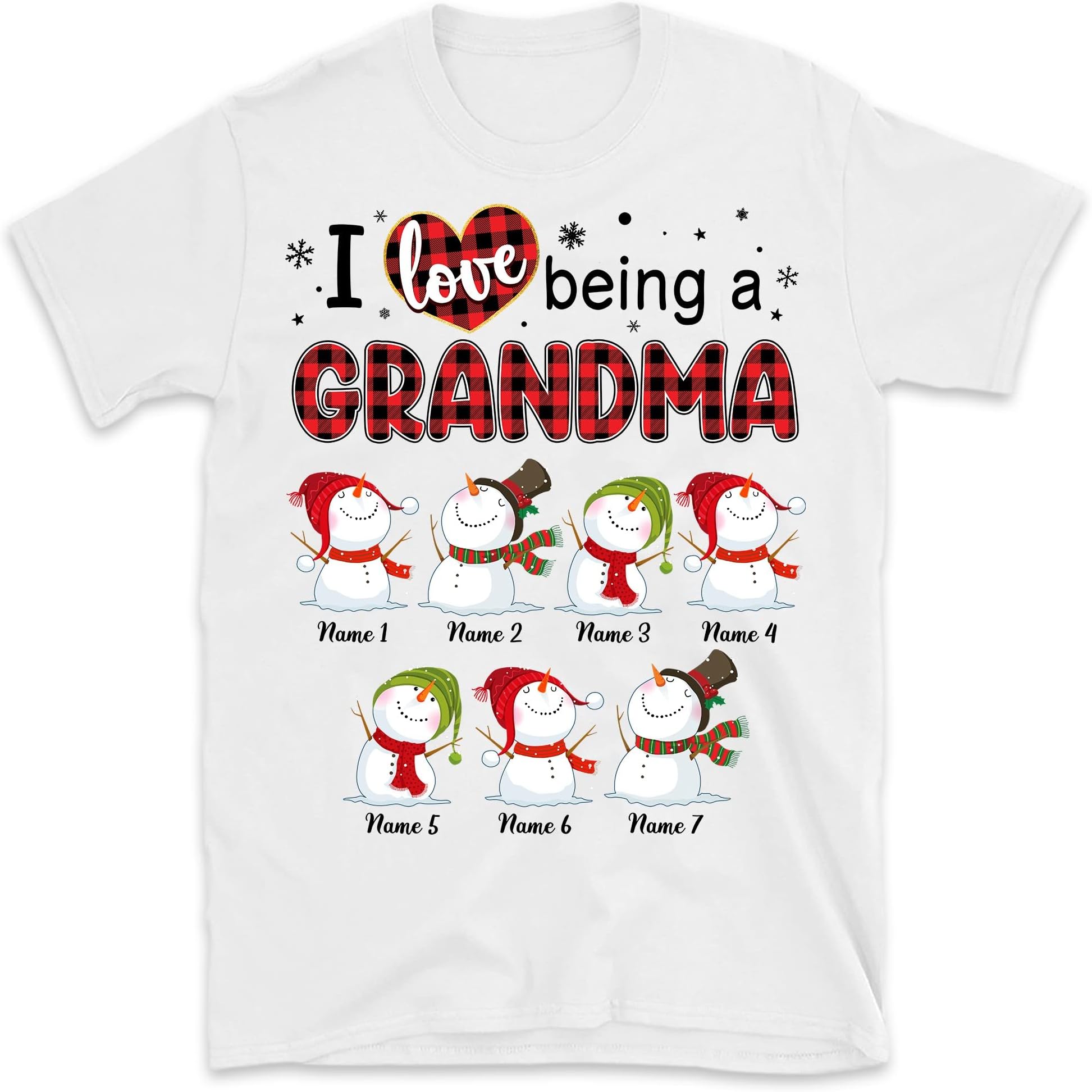 Personalized Christmas Nana T Shirt, I Love Being a Grandma, Custom Christmas Grandma Shirt with Grandkids Names Multicolored