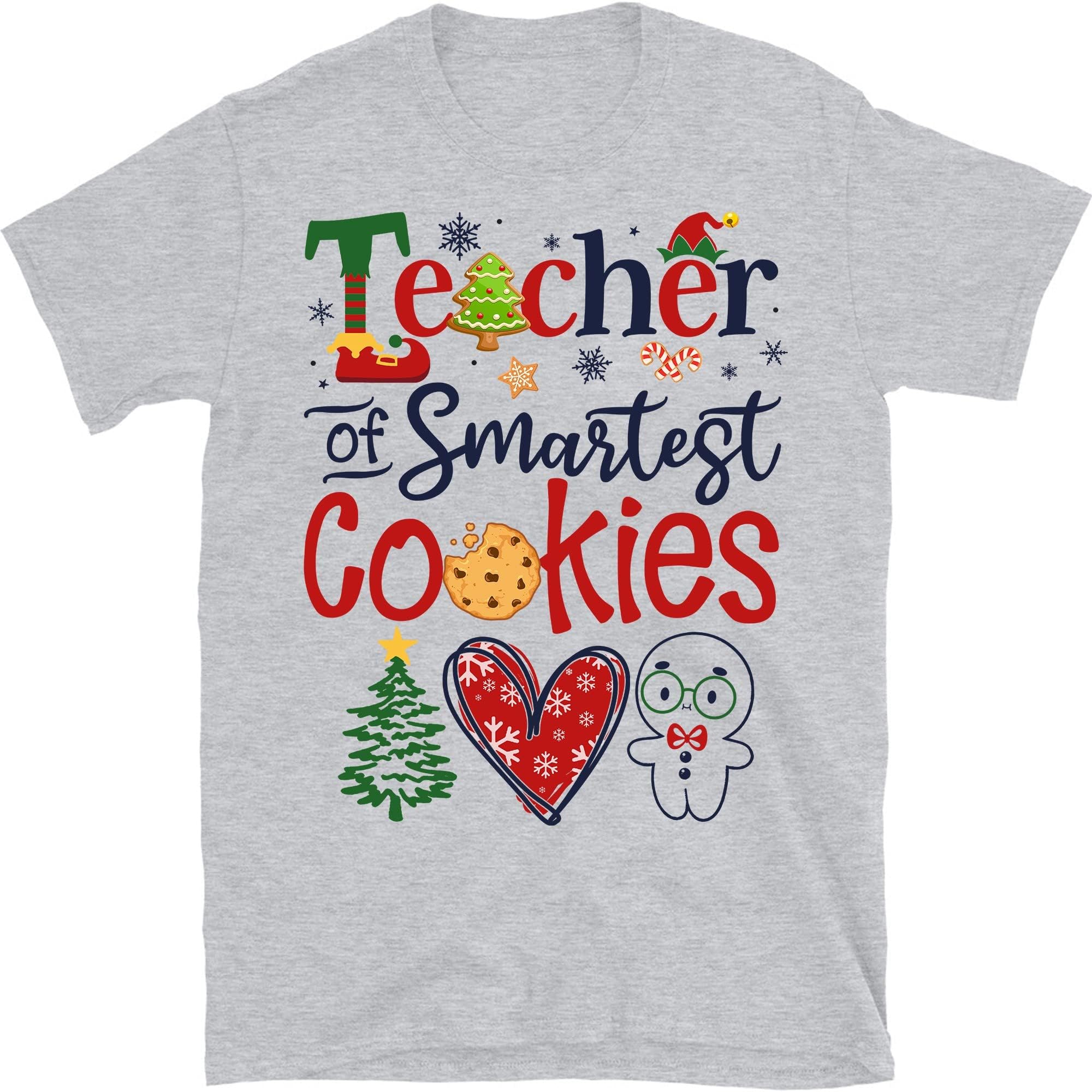 Christmas Teacher Shirt, Santas Favorite Teacher Pajamas, Funny Xmas Teacher Costume T-Shirt – Sport Grey/3X-Large