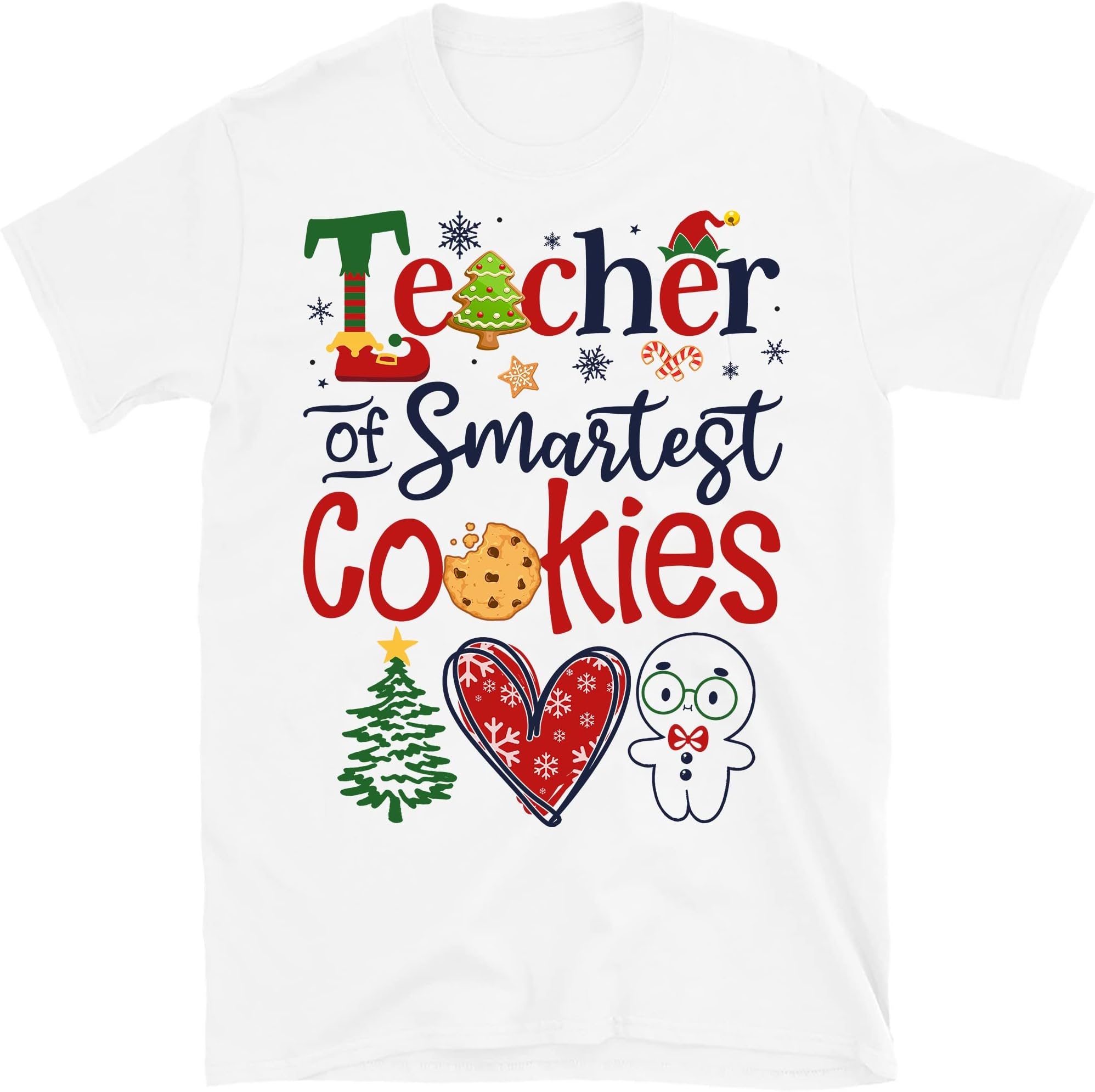 Christmas Teacher Shirt, Santas Favorite Teacher Pajamas, Funny Xmas Teacher Costume T-Shirt – White/XX-Large