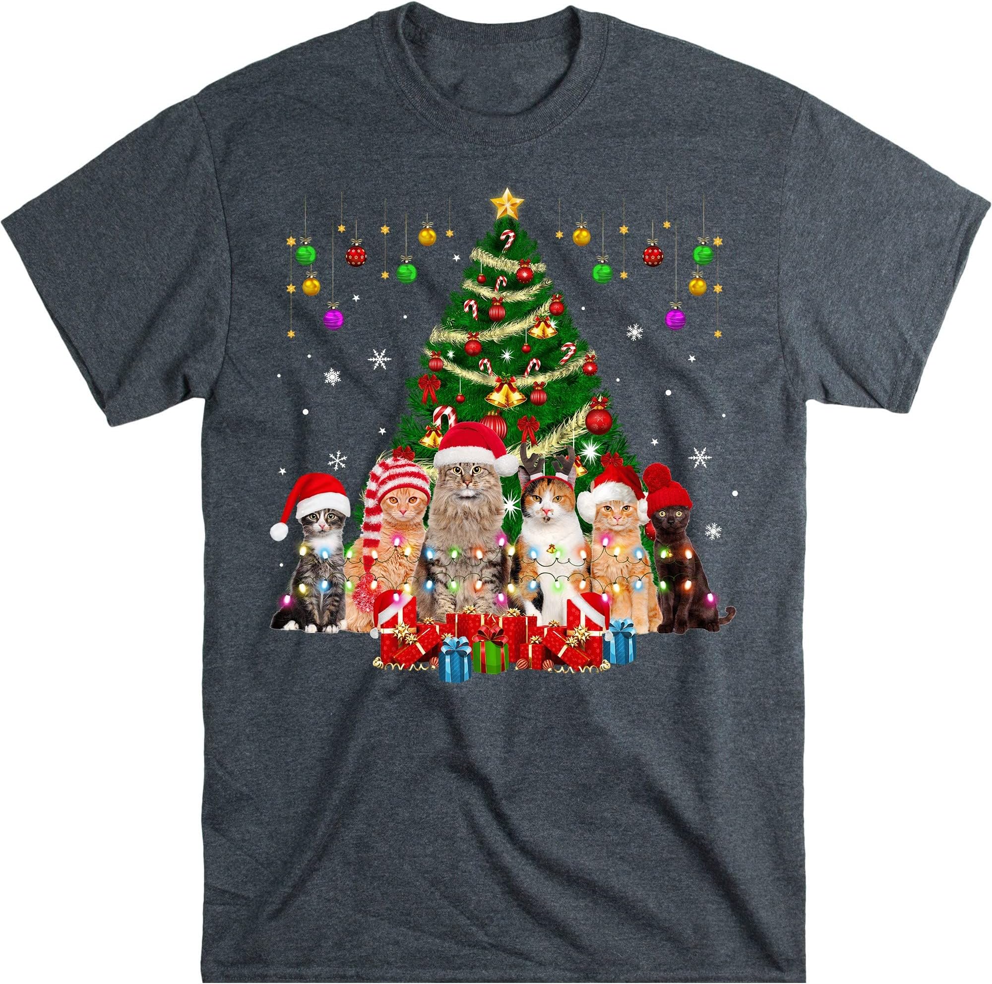 Cat Christmas Funny Meowy Christmas Tree,Meowy Cat Christmas Shirt, Funny Cats Sweater, Cat Mom – Dark Heather/4X-Large