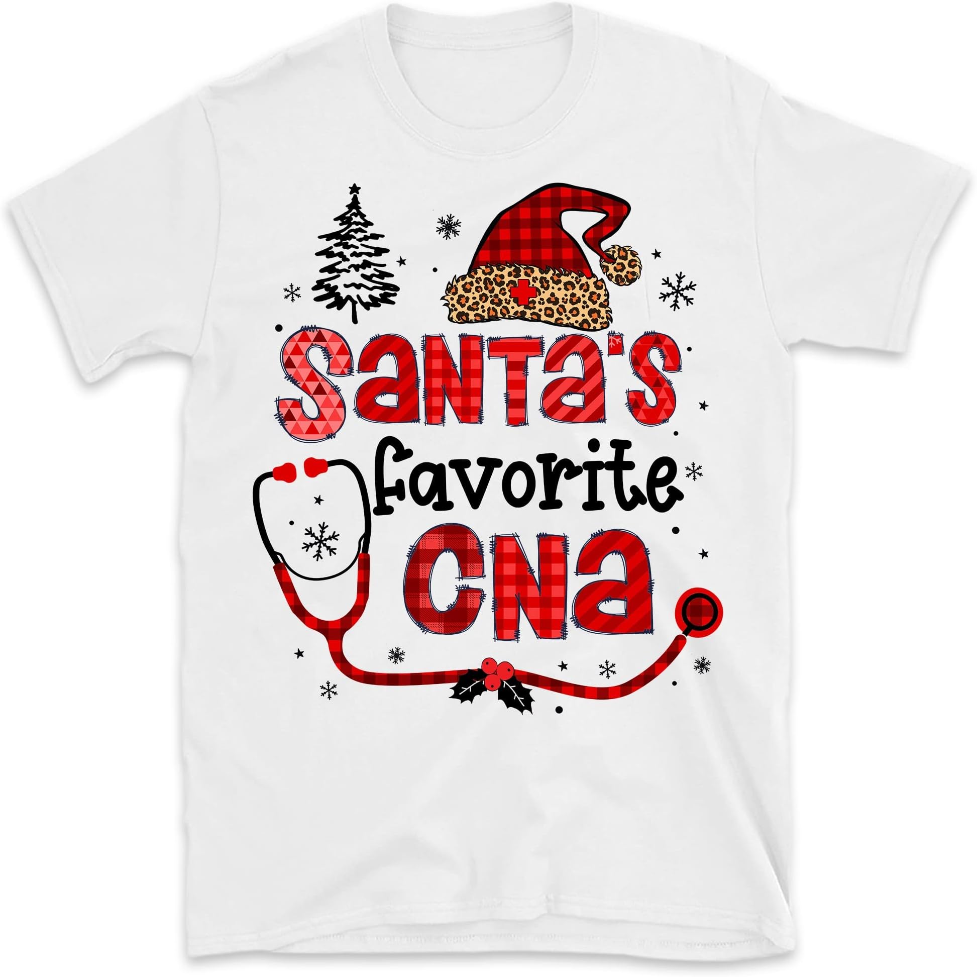 Santa Nurse Christmas Shirt for Nurses Rn, CNA Women T-Shirt, Santa Favorite Nurse Shirt, Nursing School T-Shirt, Nurse Christmas Shirt, Christmas Shirt, 2021 Christmas Multicolored