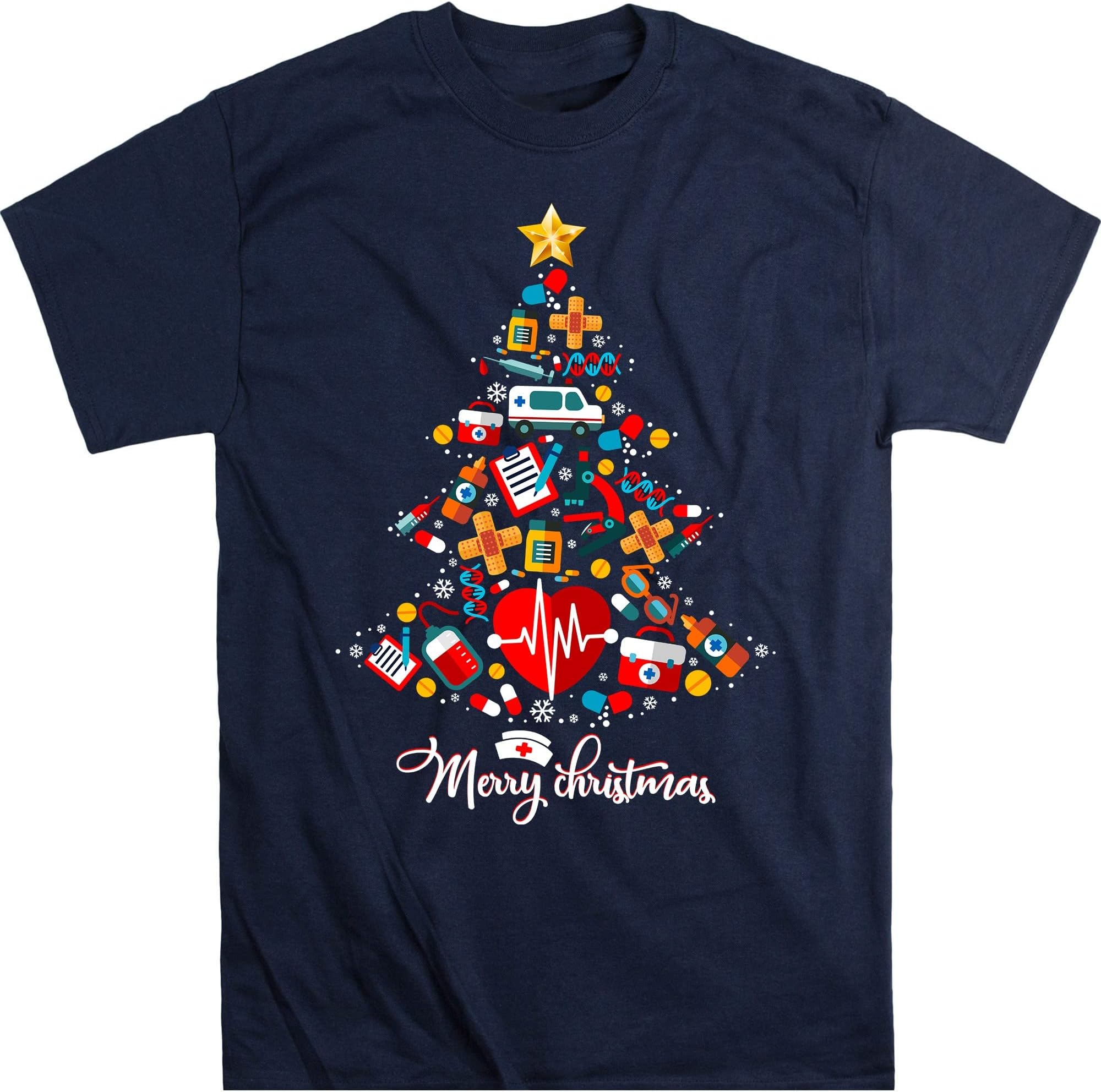 Nurse Christmas Tree Shirt, Nurse Shirt, Nursing Shirt, Nurse, Christmas Shirt – Navy/4X-Large