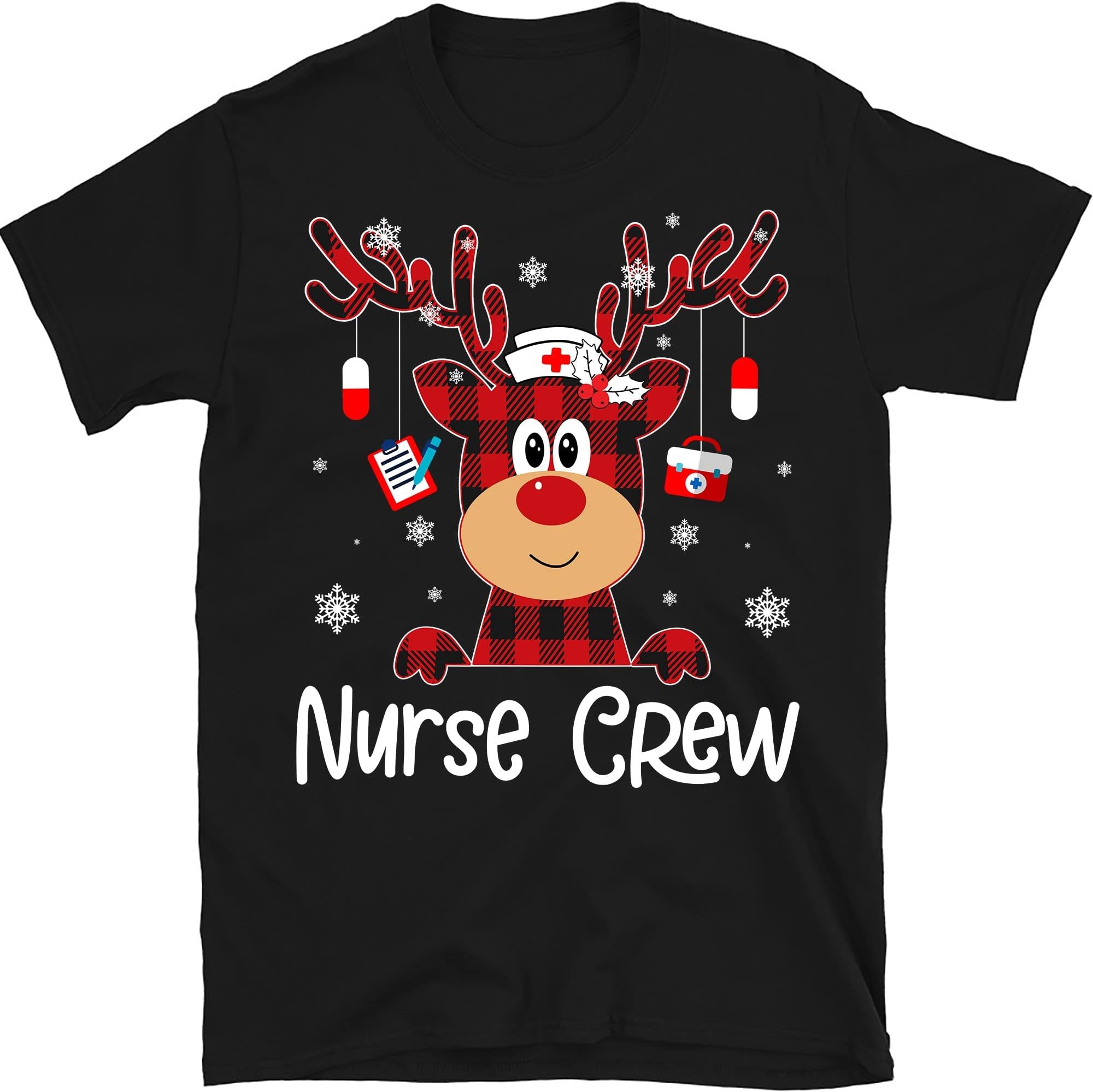 Christmas Nurse Crew Shirt for Women Men Tee Christmas T-Shirt – Black/Medium