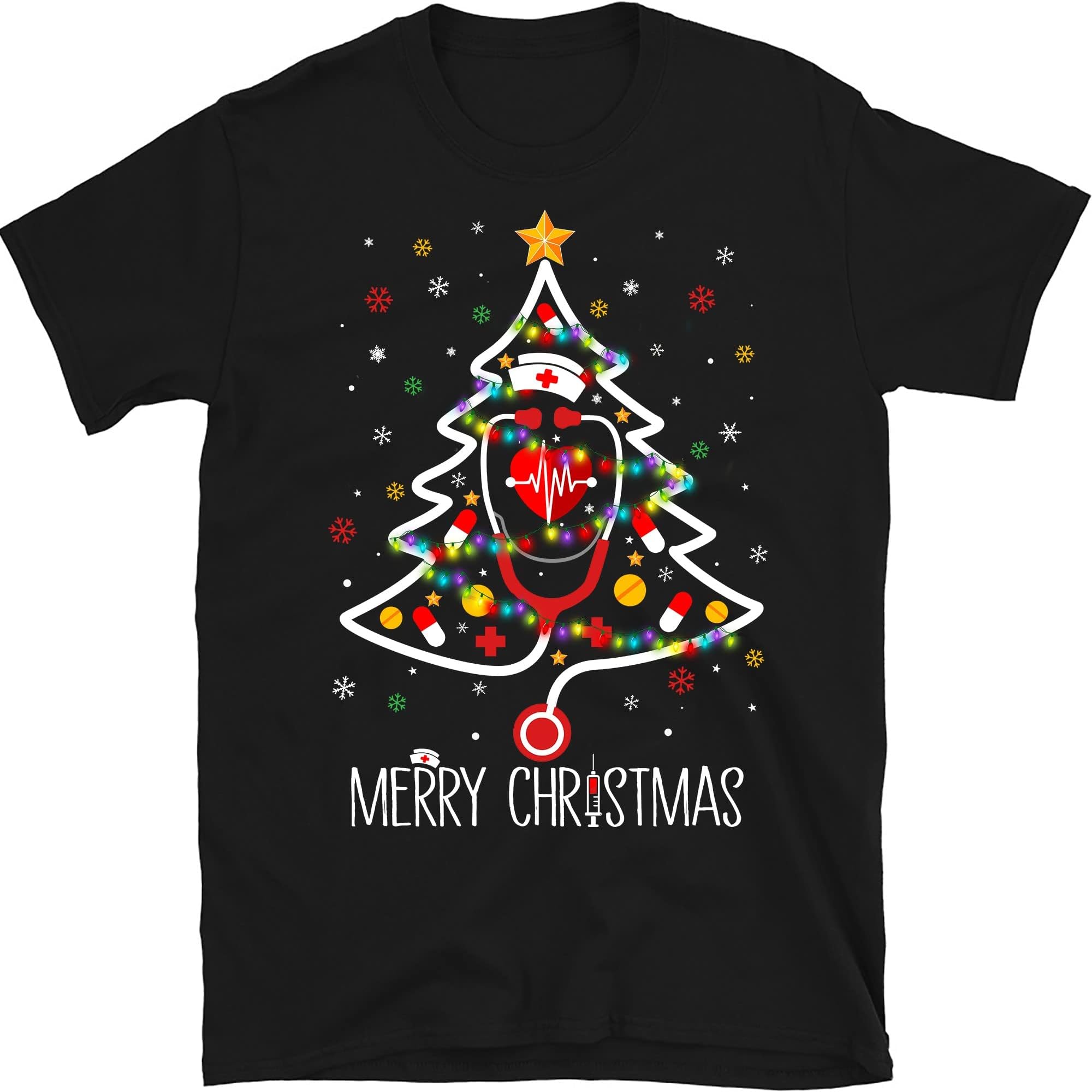 Nurse Christmas Tree Shirt, Stethoscope Tree Shirt, Nursing Shirt, for Nurse