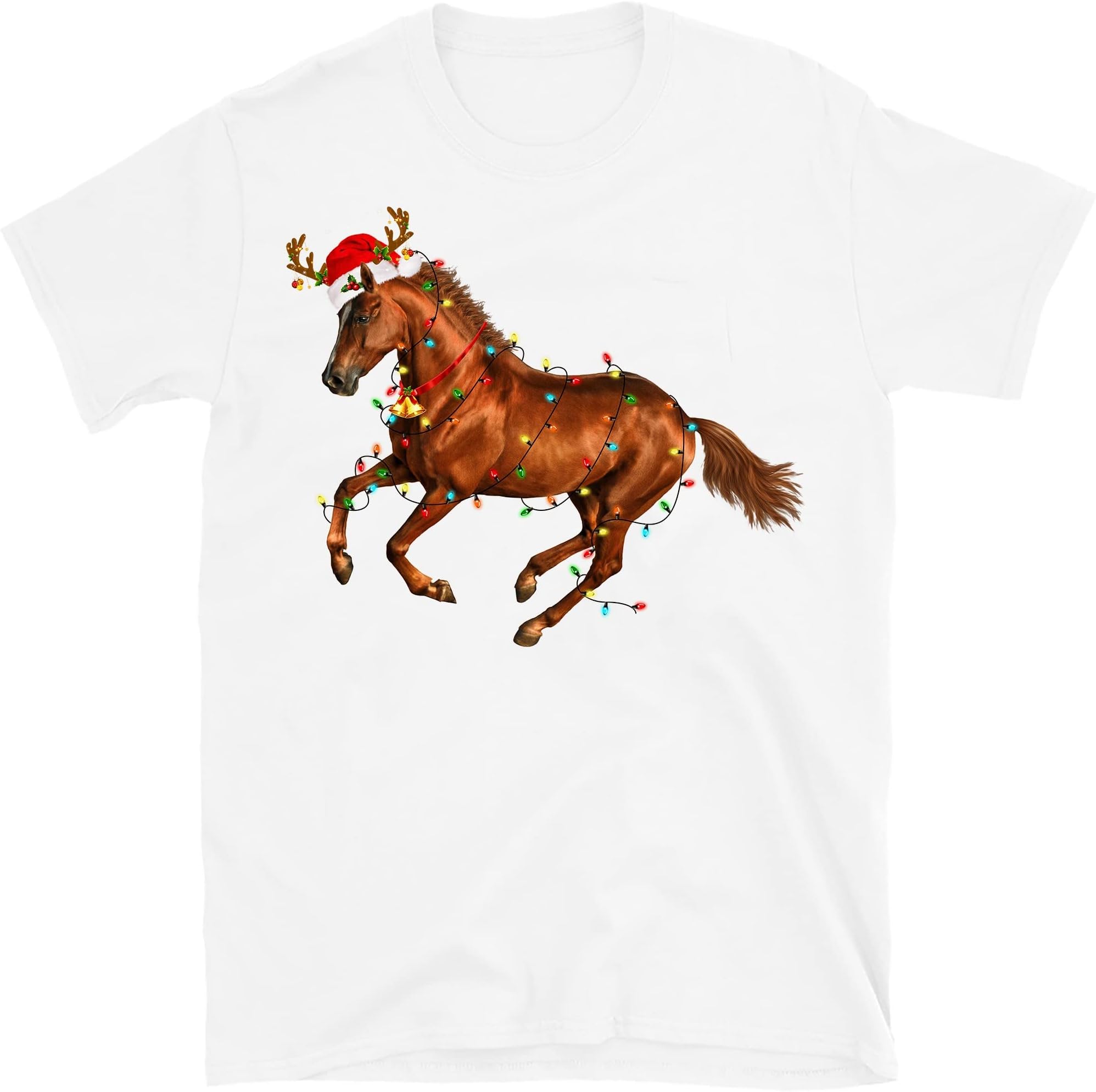 Christmas Horse Lights Shirt, Funny Christmas for Horse Lover Shirt – White/4X-Large