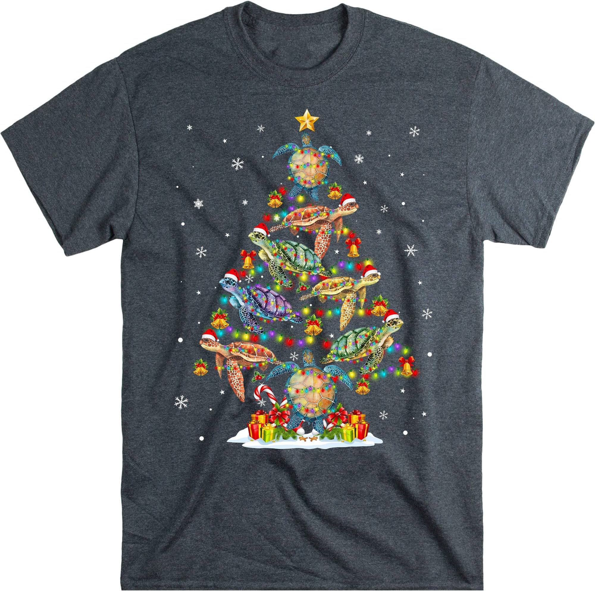 Turtle Christmas Tree Turtle Shirt, Cute Turtle Gift, Sea Turtle Art, Vacation Shirt, Turtle Gifts, Sea Turtles – Dark Heather/XX-Large