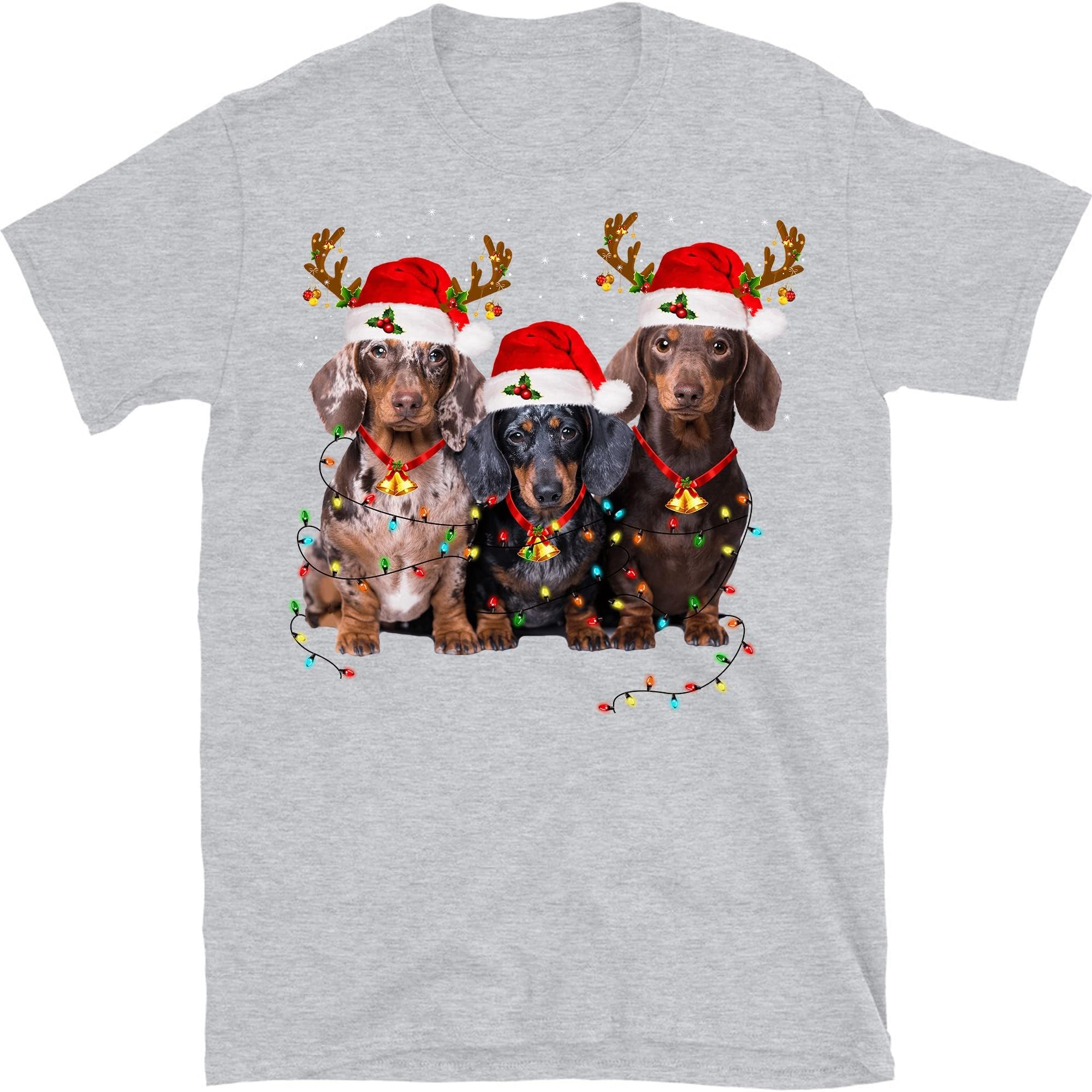 Dachshund Christmas Unisex Shirt, Dog Lover, Dachshund Mom Gift, Funny Dog T Shirt – Sport Grey/Large