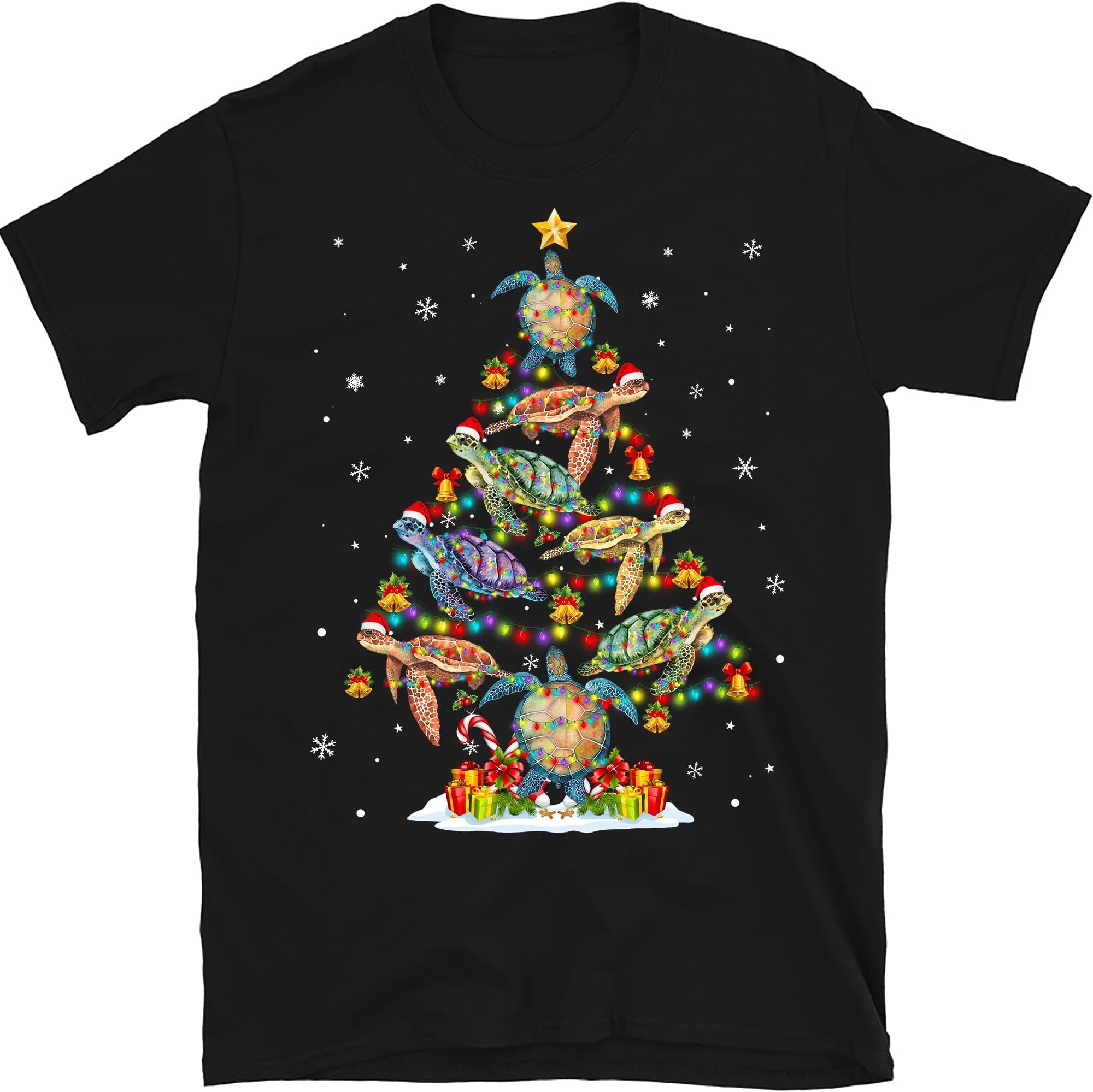 Turtle Christmas Tree Turtle Shirt, Cute Turtle Gift, Sea Turtle Art, Vacation Shirt, Turtle Gifts, Sea Turtles – Black/X-Large