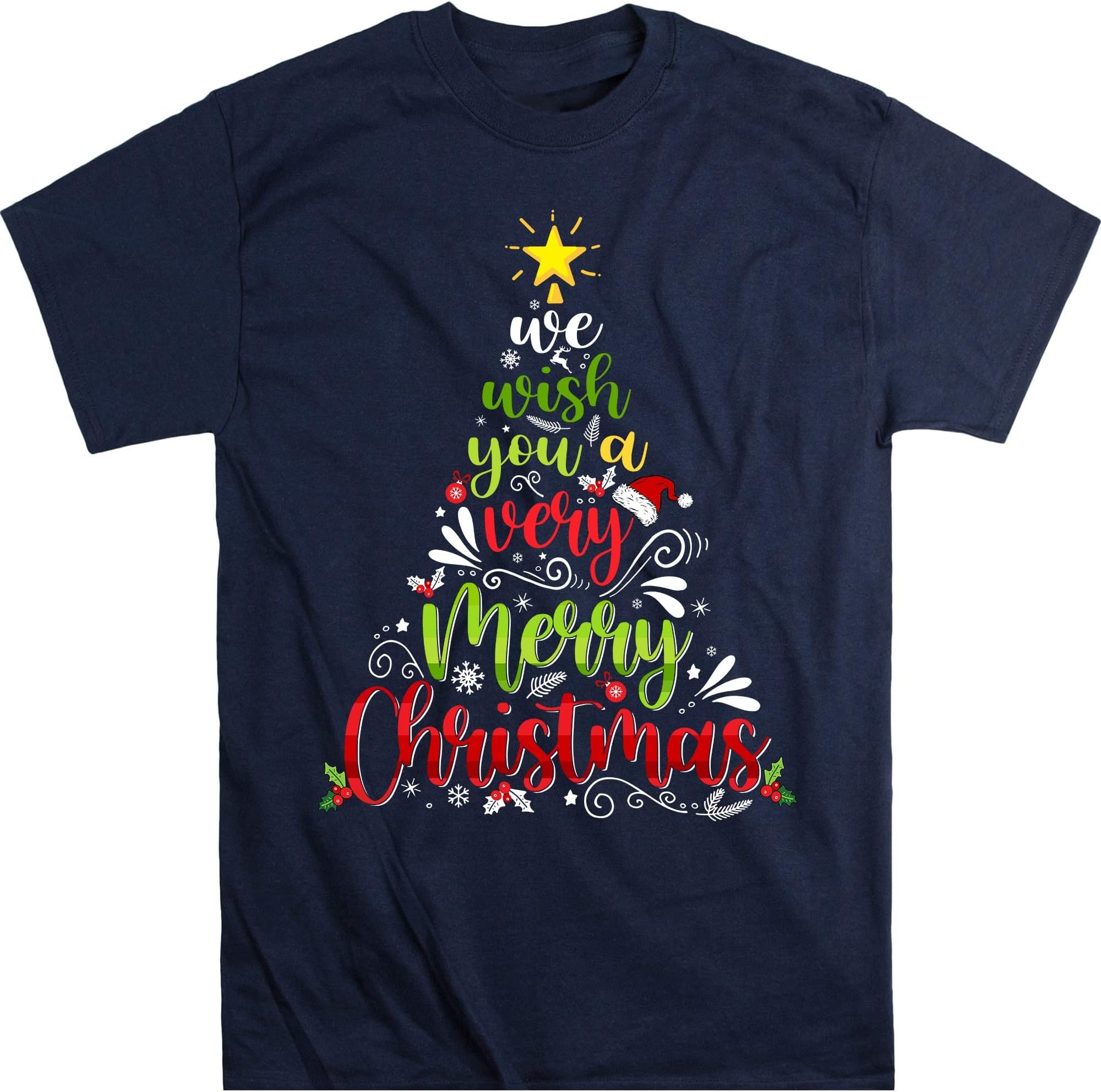 We Wish You a Merry Christmas Shirt, Christmas Shirt, Merry Christmas Shirt, Holiday Shirts, Funny Christmas Shirt – Navy/Medium