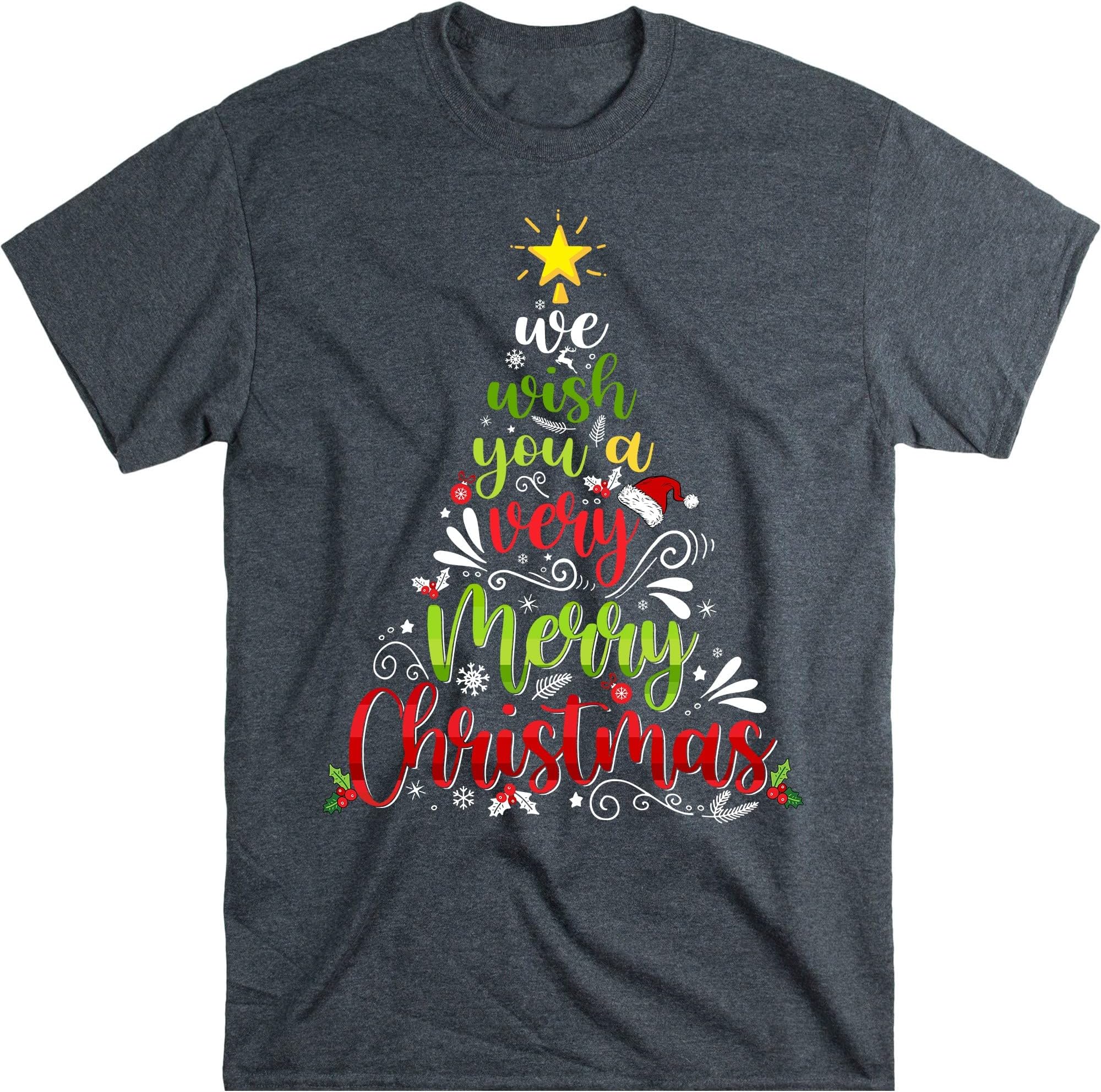 We Wish You a Merry Christmas Shirt, Christmas Shirt, Merry Christmas Shirt, Holiday Shirts, Funny Christmas Shirt – Dark Heather/Large