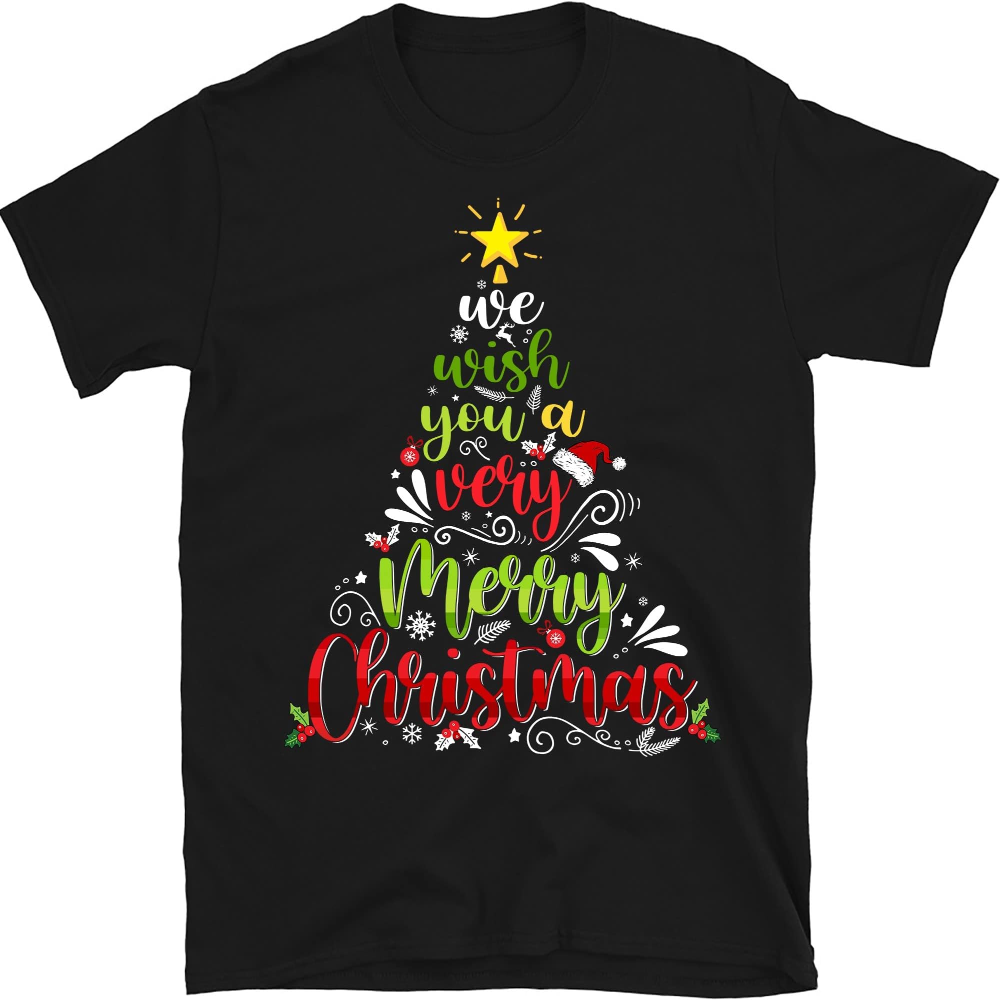 We Wish You a Merry Christmas Shirt, Christmas Shirt, Merry Christmas Shirt, Holiday Shirts, Funny Christmas Shirt – Black/Medium