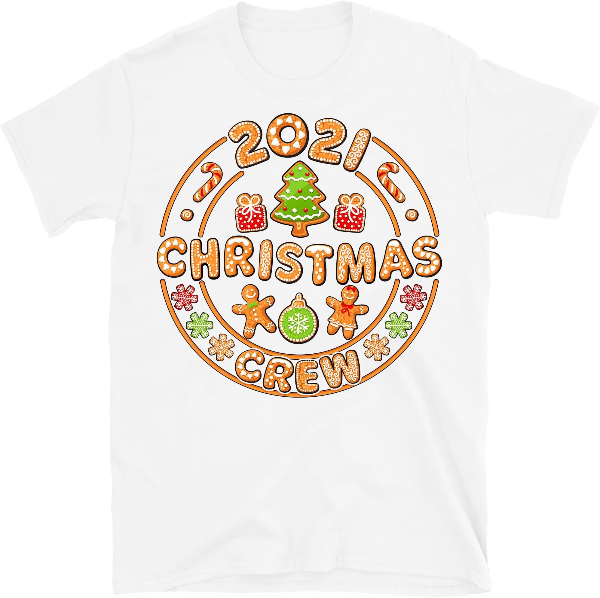 2021 Christmas Crew Shirt, Matching Christmas Family Shirt, Christmas Cookies Gingerbread Tee – White/Small