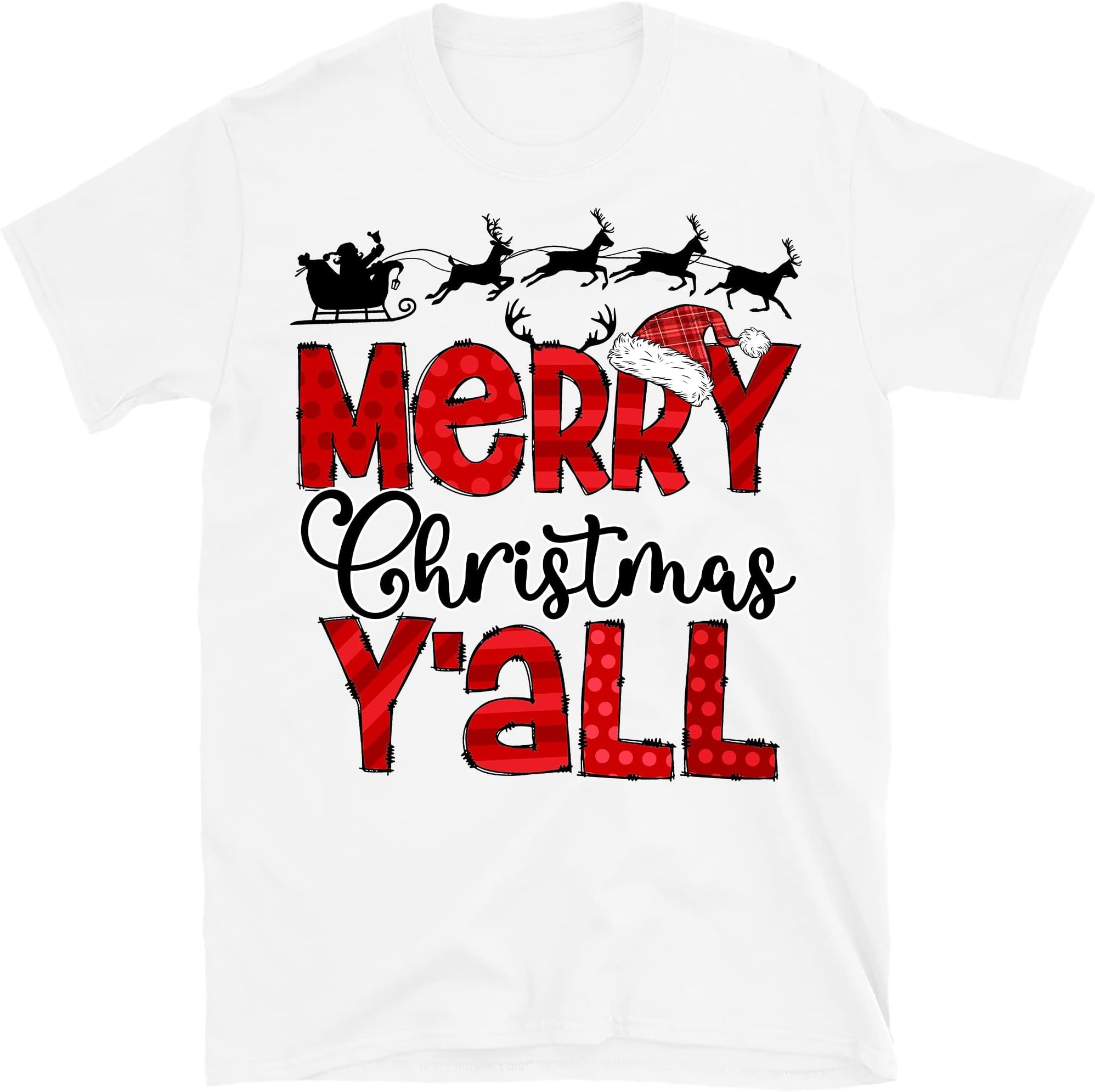 Christmas Women Men Shirt, Merry Christmas Y'all Shirt, Holiday Shirt, Cute Christmas Tee – White/Medium