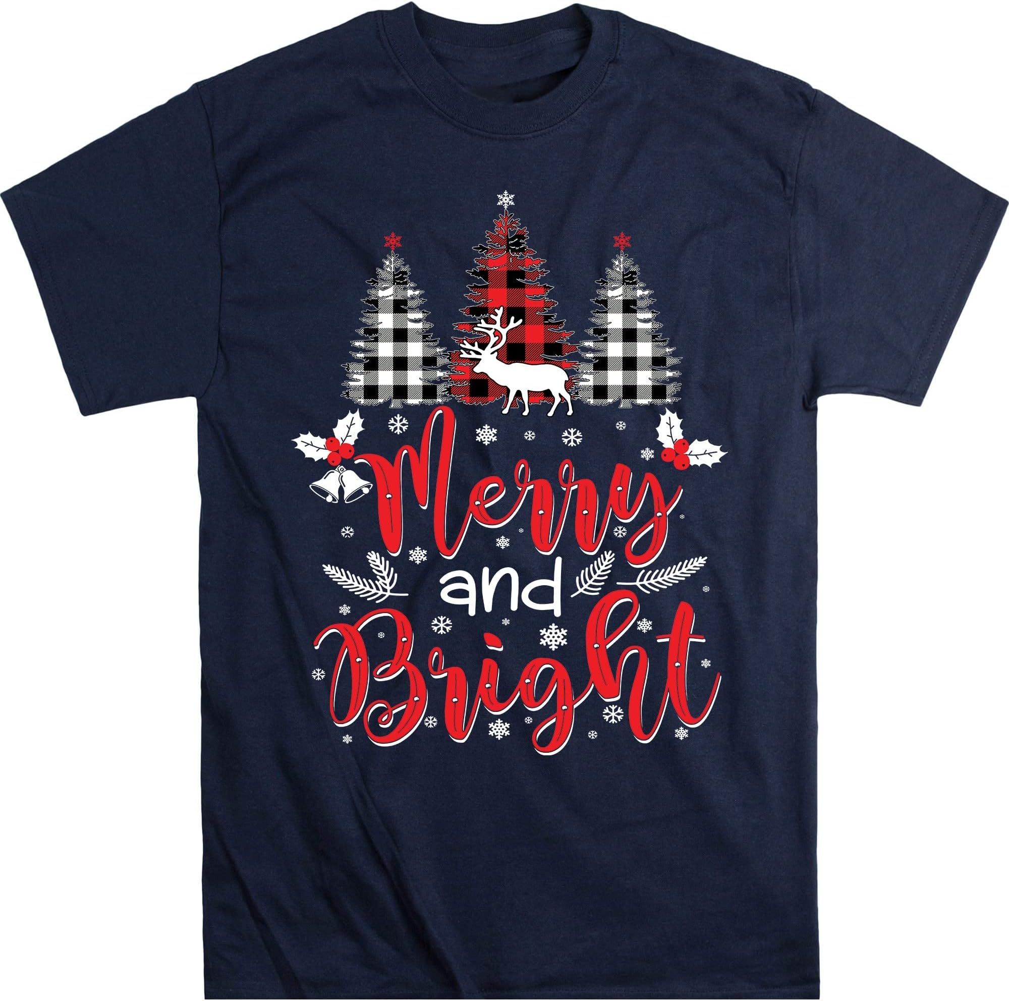 Family Christmas Pajamas, Merry and Bright Christmas Pajamas, Plaid Christmas Pajamas, Matching Family Christmas Pajamas – Navy/XX-Large