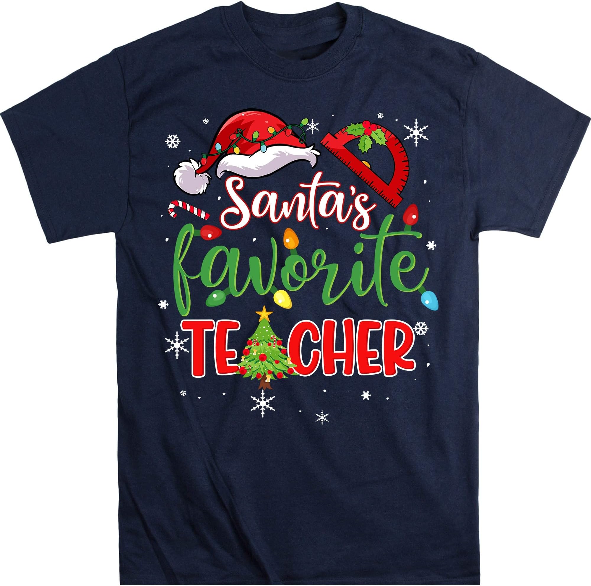 Santas Favorite Teacher Pajamas – Funny Xmas Teacher Costume T-Shirt