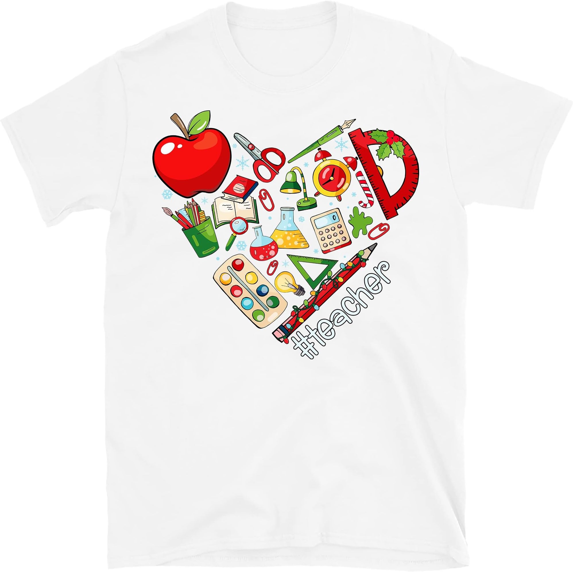 Inspirational Teacher Shirts, Teach Love Inspire Shirt, Christmas Teacher T- Shirt, Back to School Shirt – White/Medium