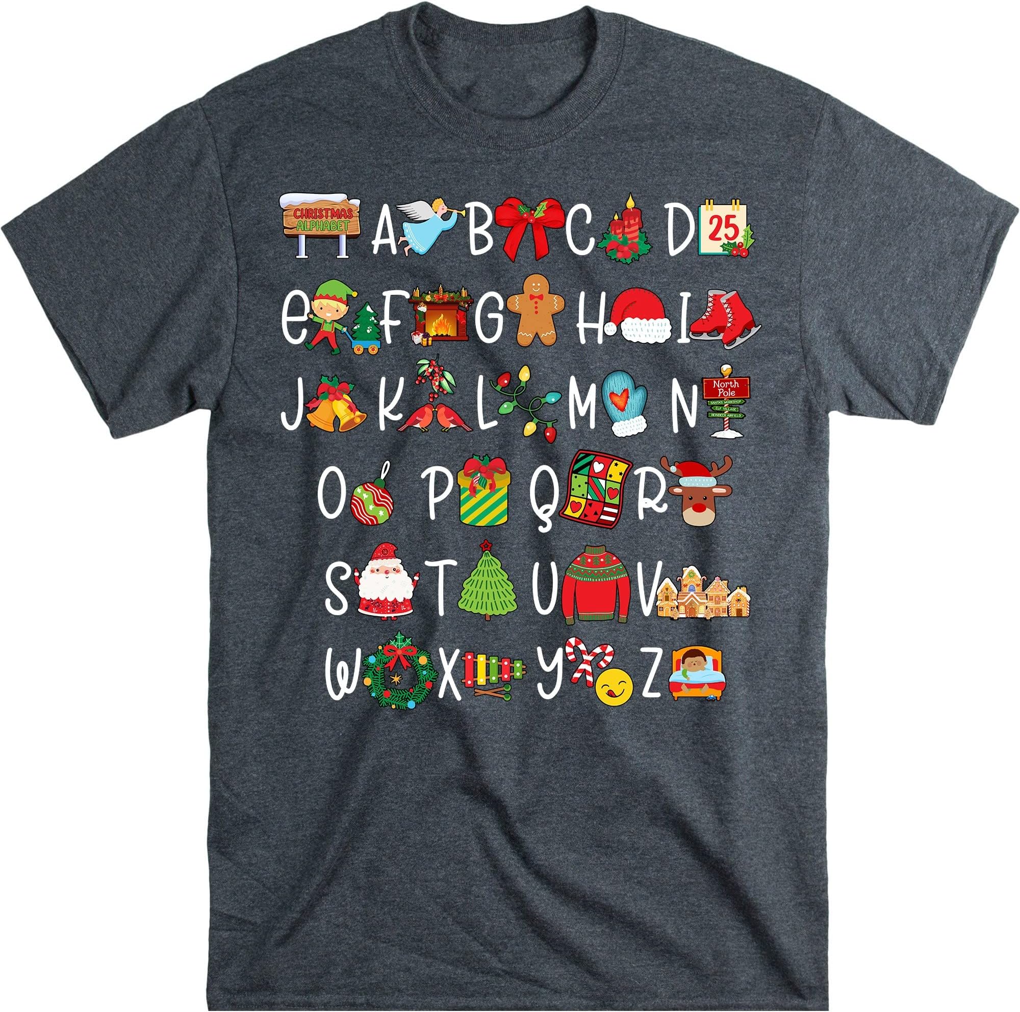 Christmas Teacher Shirt, Christmas Alphabet, Christmas Classroom Shirt, ABCs Shirt – Dark Heather/Medium
