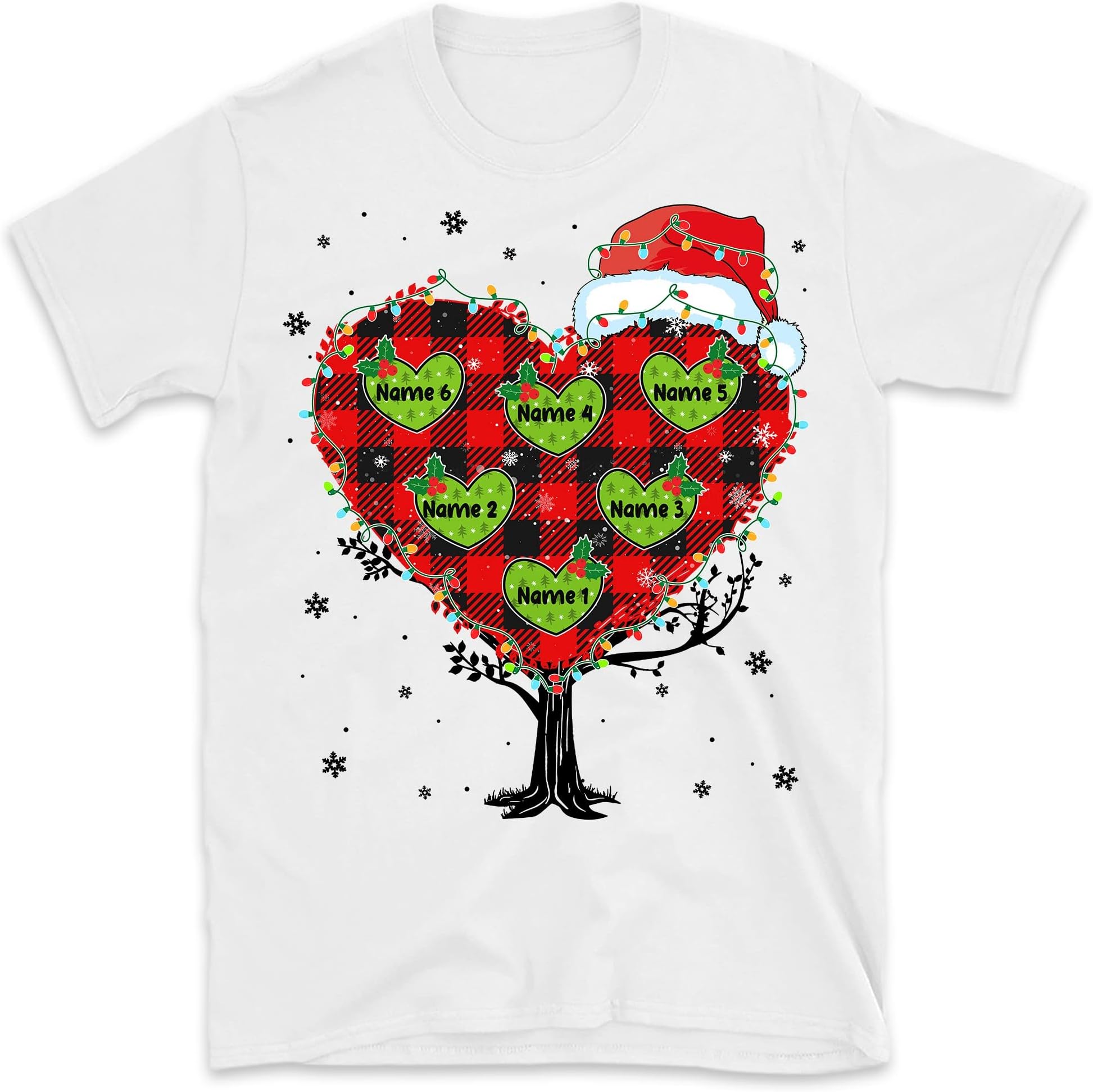 Family Christmas Tree Shirt, Custom Names Family Members Shirt, Matching Christmas Shirt Multicolored