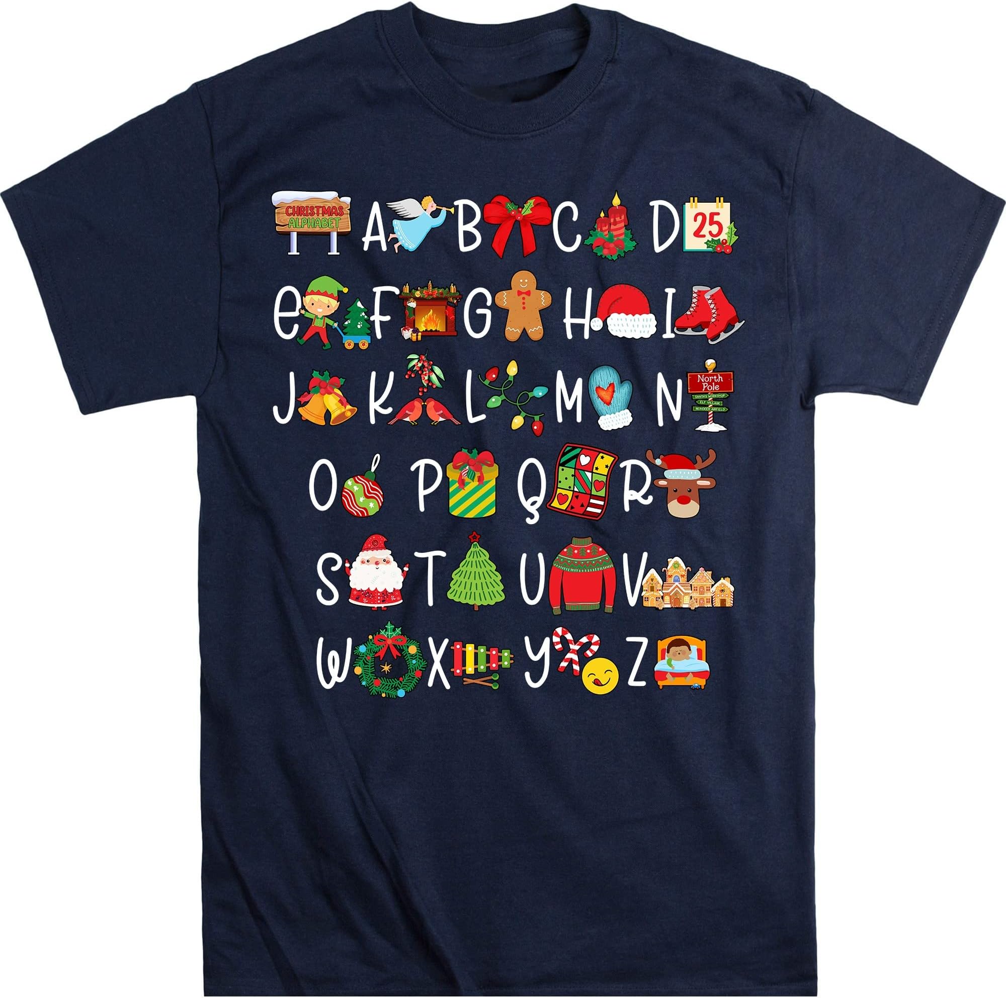 Christmas Teacher Shirt, Christmas Alphabet, Christmas Classroom Shirt, ABCs Shirt – Navy/Small