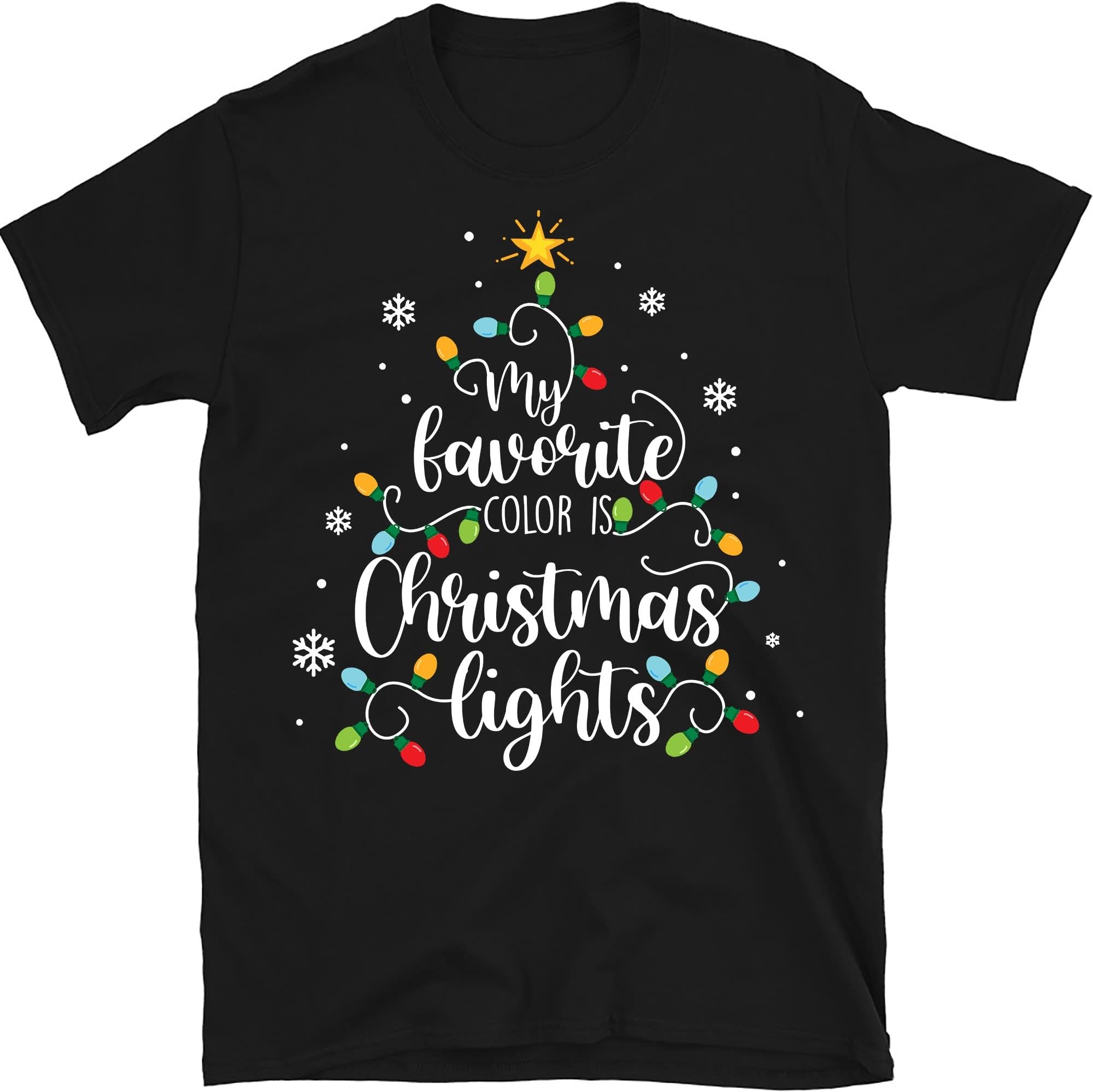 My Favorite Color is Christmas Lights Tee Funny Xmas Gifts T-Shirt – Black/3X-Large