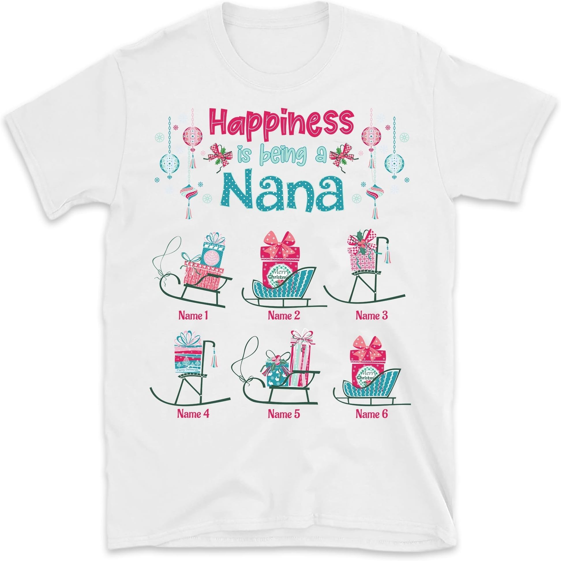 Personalized Christmas Grandma Shirt, Custom Xmas Grandma Shirt, Custom Grandma with Kids Name Christmas Nana Shirt, for Grandma, Mom, Nana, Mimi, Dad, Grandpa, Happiness Is Being A Grandma Shirt