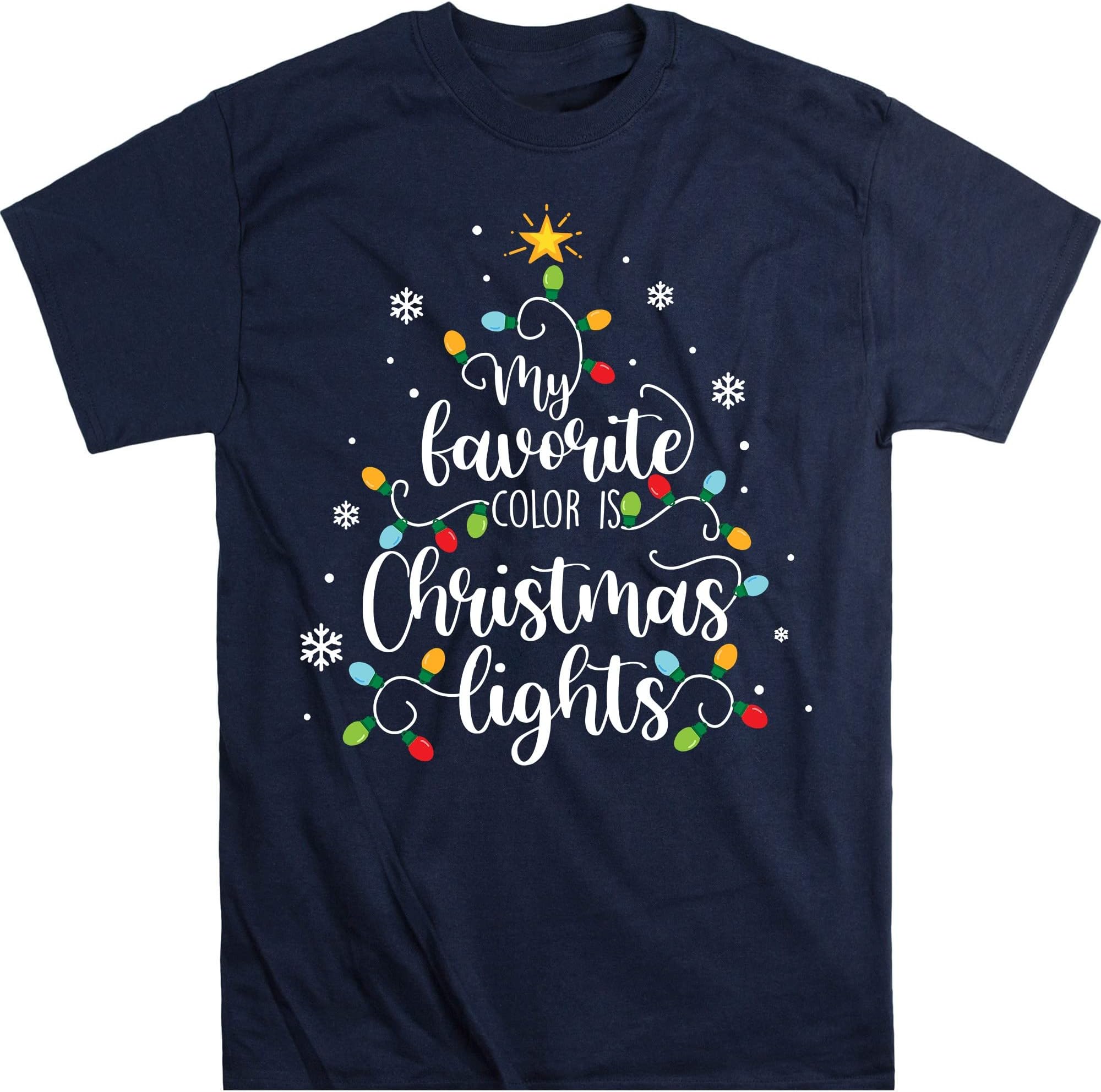 My Favorite Color is Christmas Lights Tee Funny Xmas Gifts T-Shirt – Navy/3X-Large