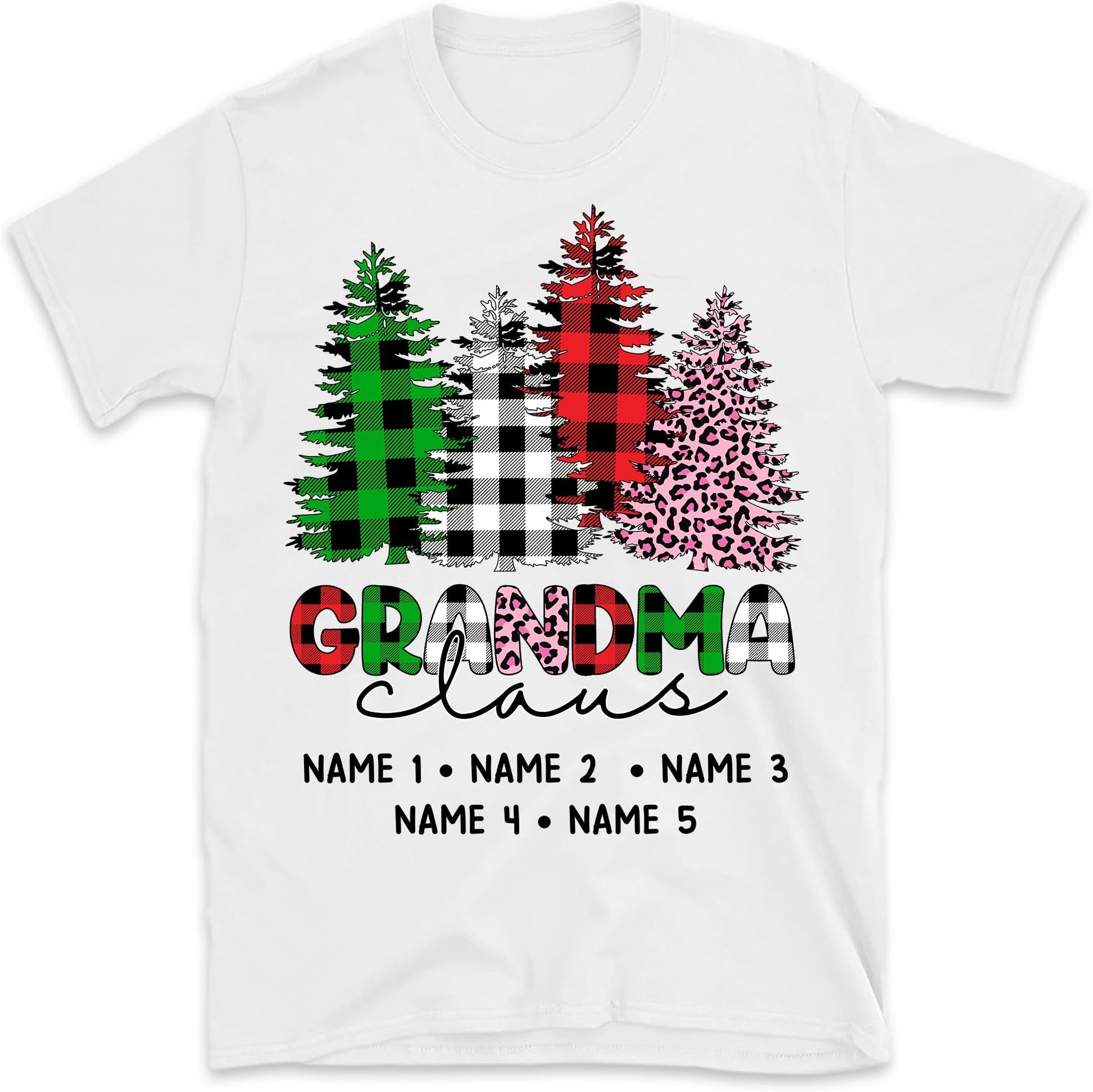 Personalized Christmas Grandma T-Shirt, Nana Shirt with Grandkid Names, Custom Grammy Christmas Shirt, Mimi Shirt with Names, Granny Xmas Shirt Multicolored