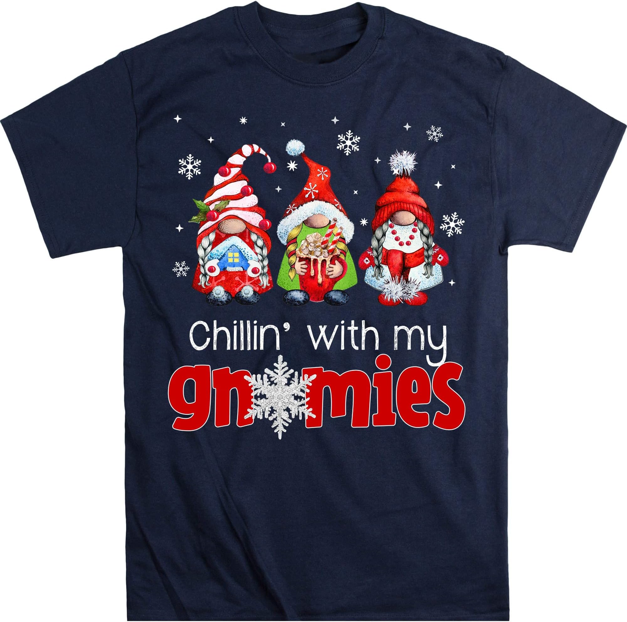 Chillin with My Gnomies Shirt, Funny Chilling Gnomes Shirt, Gnomes Christmas Shirt, Christmas Gnomies Matching Family Pajama – Navy/Large