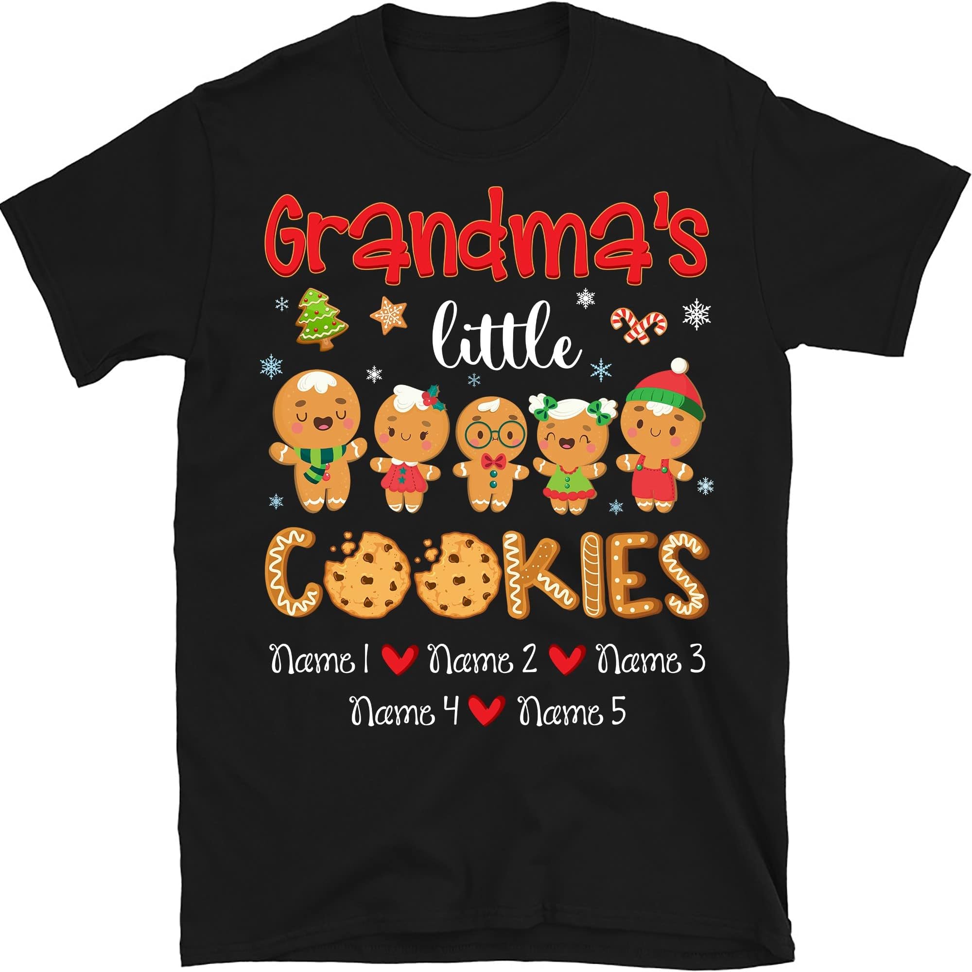 Grandma Christmas Personalized T Shirt, Christmas Cookie Shirt, Custom Nana Shirt, Christmas Grandma Mom Dad Papa Multicolored