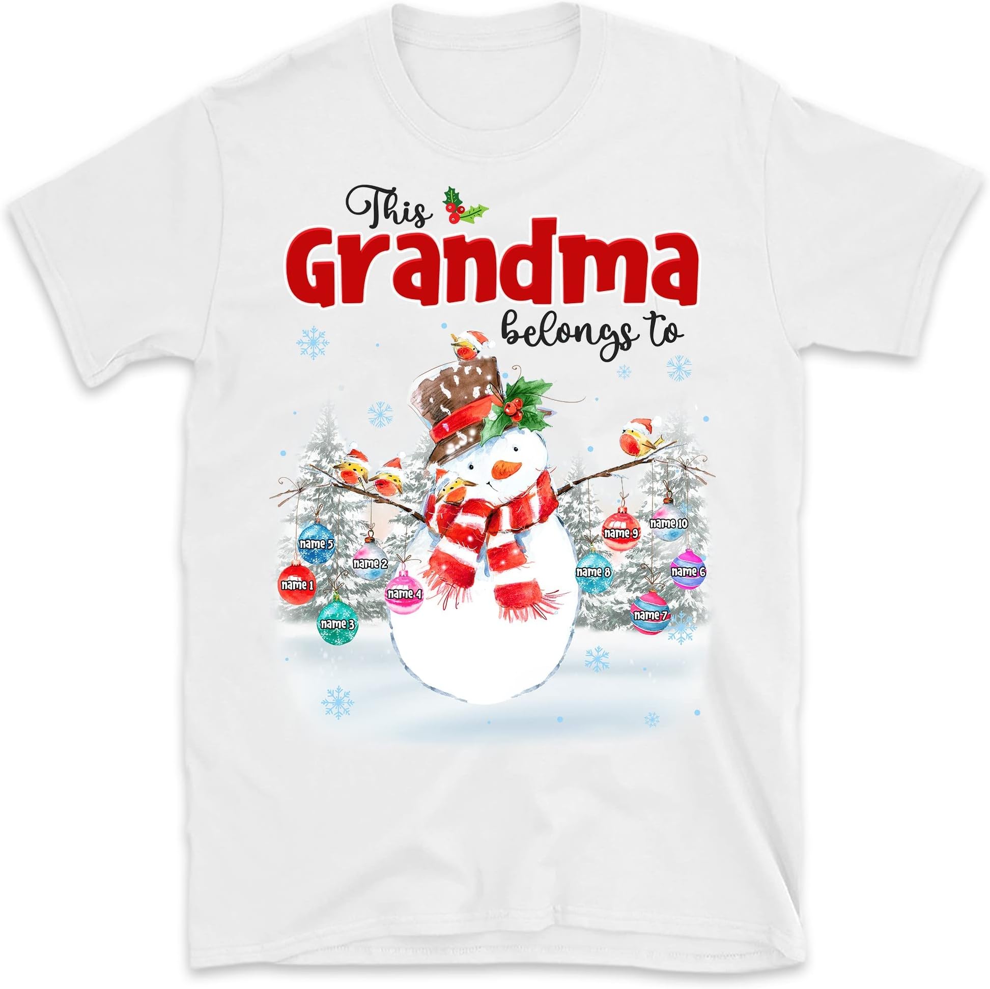 Grandpa Grandma with Grandkids Name Christmas Personalized T Shirt, Custom Nana Shirt, Christmas Mom Dad Papa Grandpa, This Grandma Belongs to Multicolored